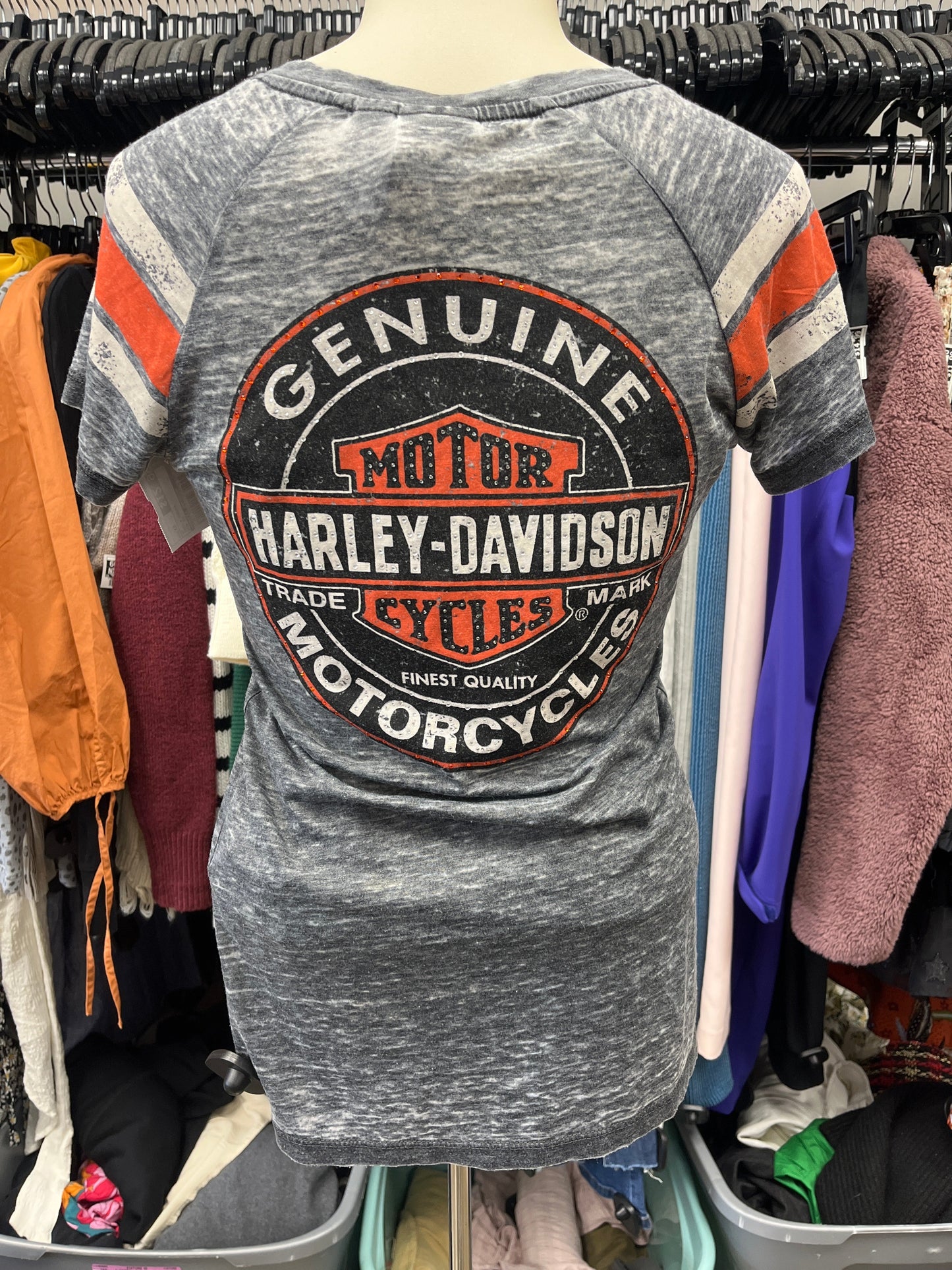 Top Ss By Harley Davidson In Grey & Orange, Size:Xs