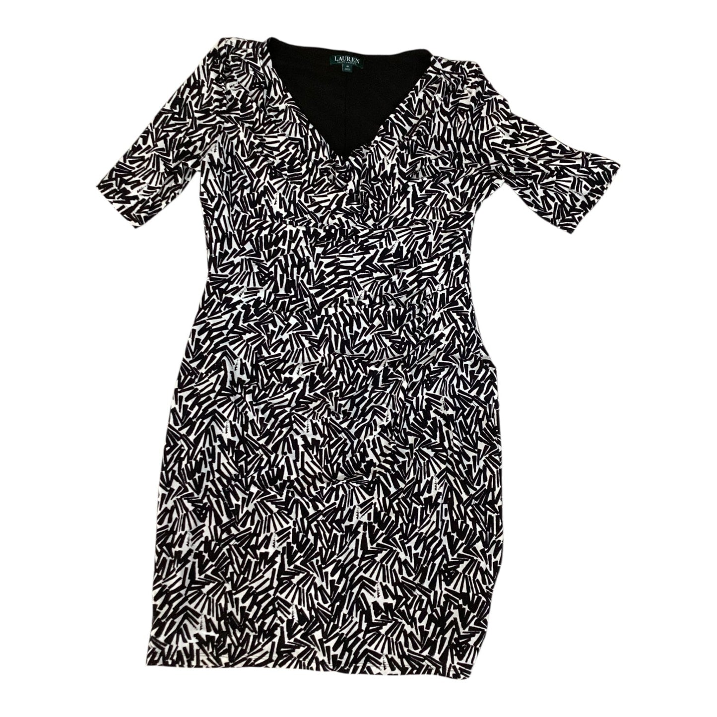 Dress Party Short By Lauren By Ralph Lauren In Black & Cream, Size:16