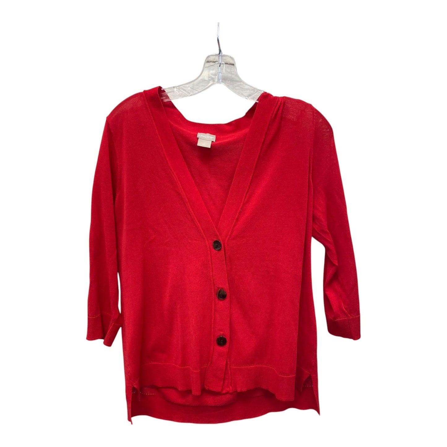 Sweater Cardigan By Chicos In Red, Size:M