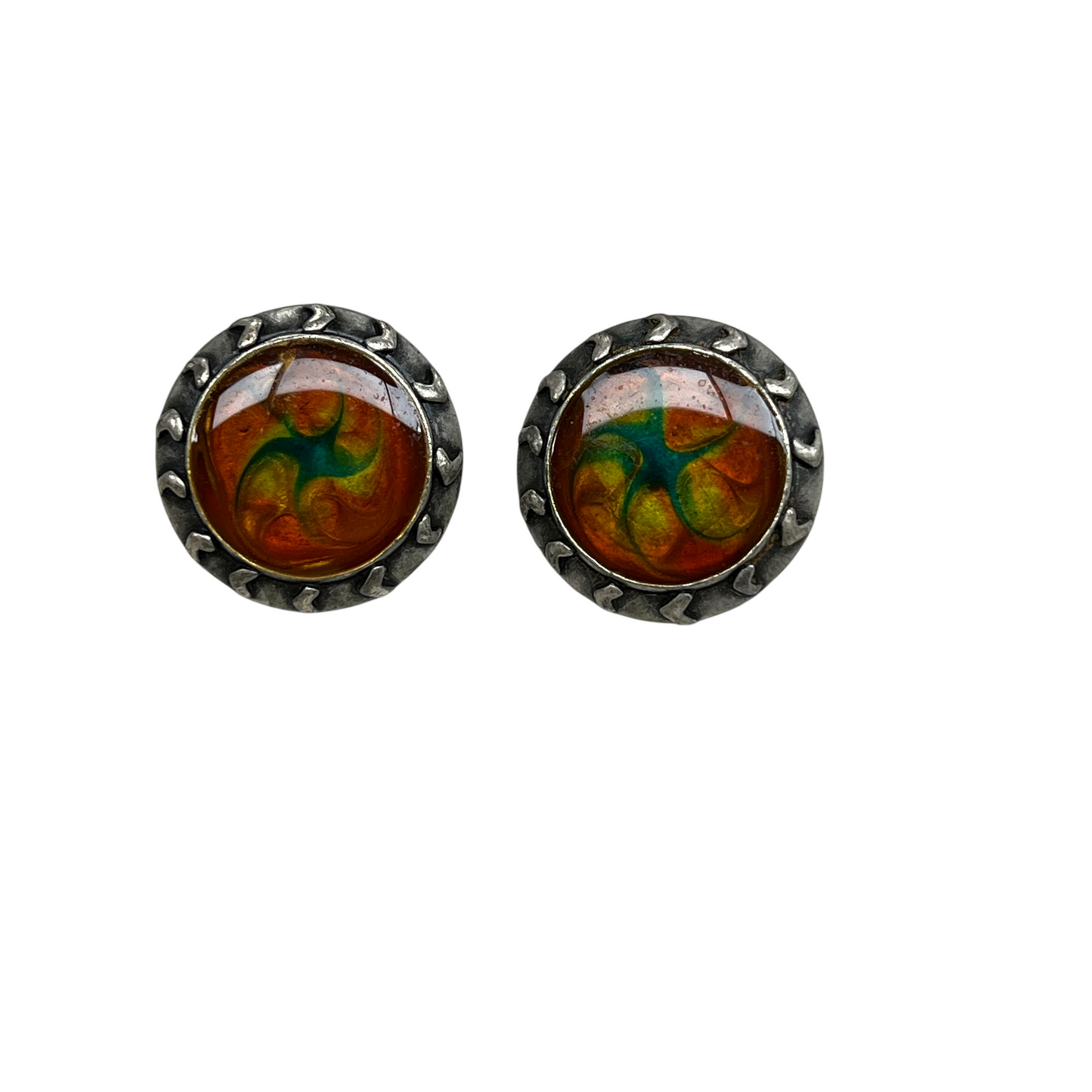 Earrings Stud By Chicos In Orange & Silver