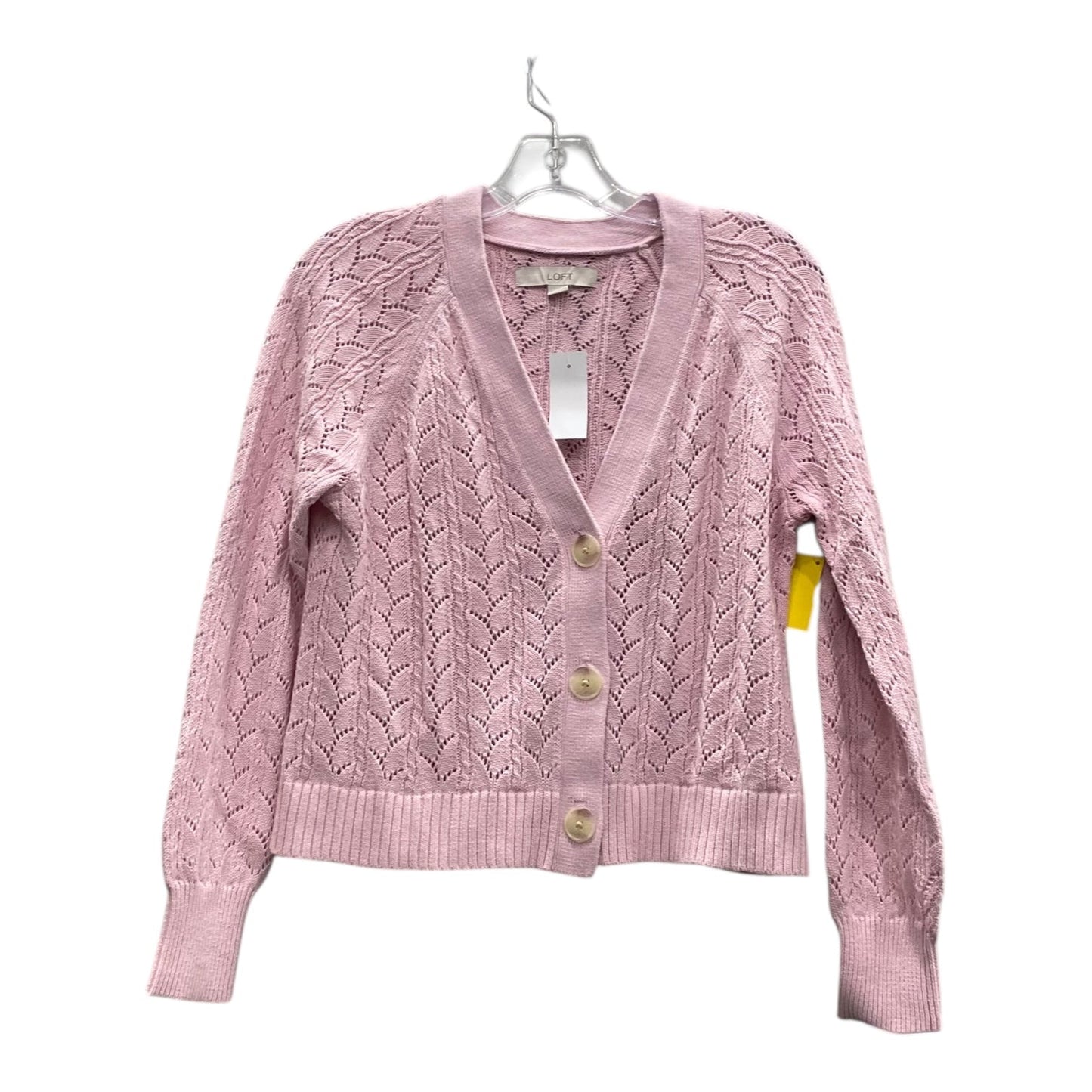 Sweater Cardigan By Loft In Pink, Size:M