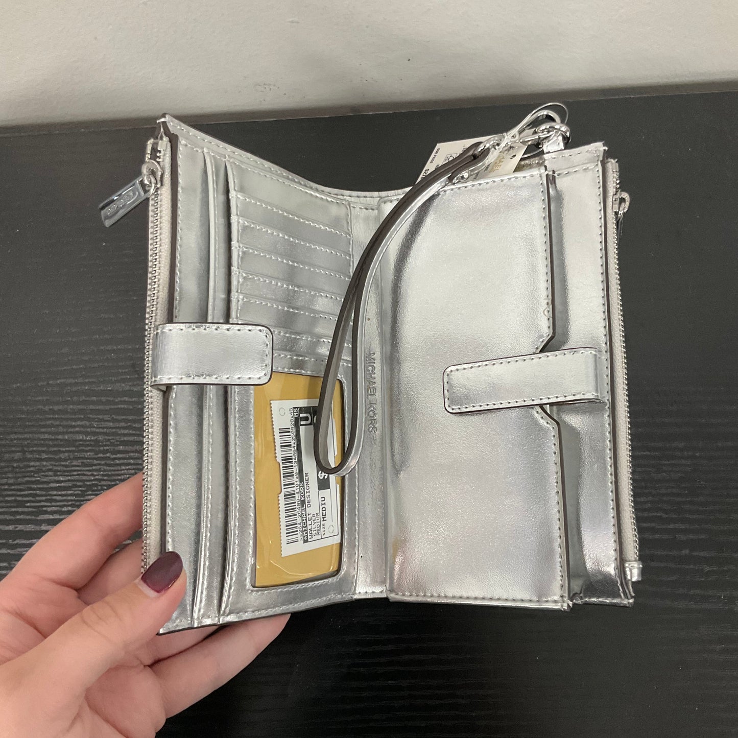 Wallet Designer By Michael Kors In Silver, Size:Medium