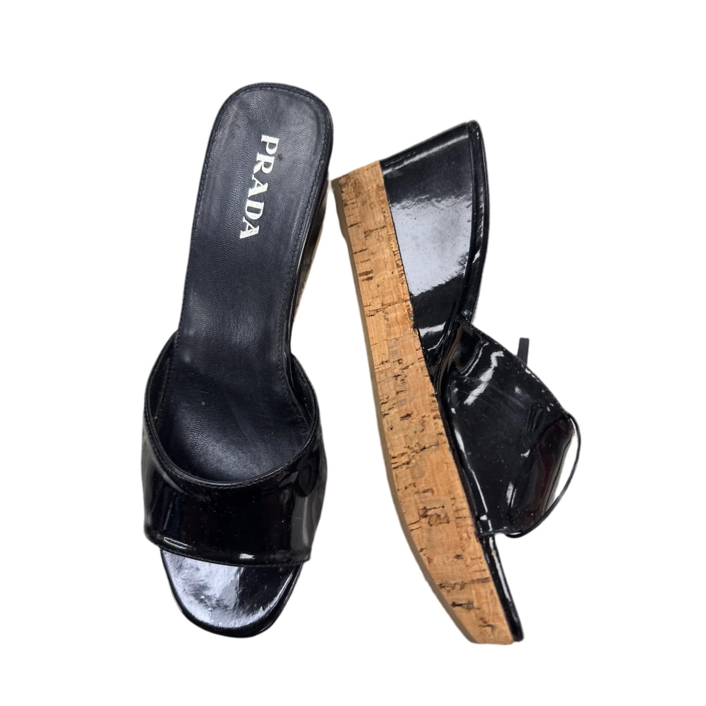 Sandals Luxury Designer By Prada In Black, Size: 7.5