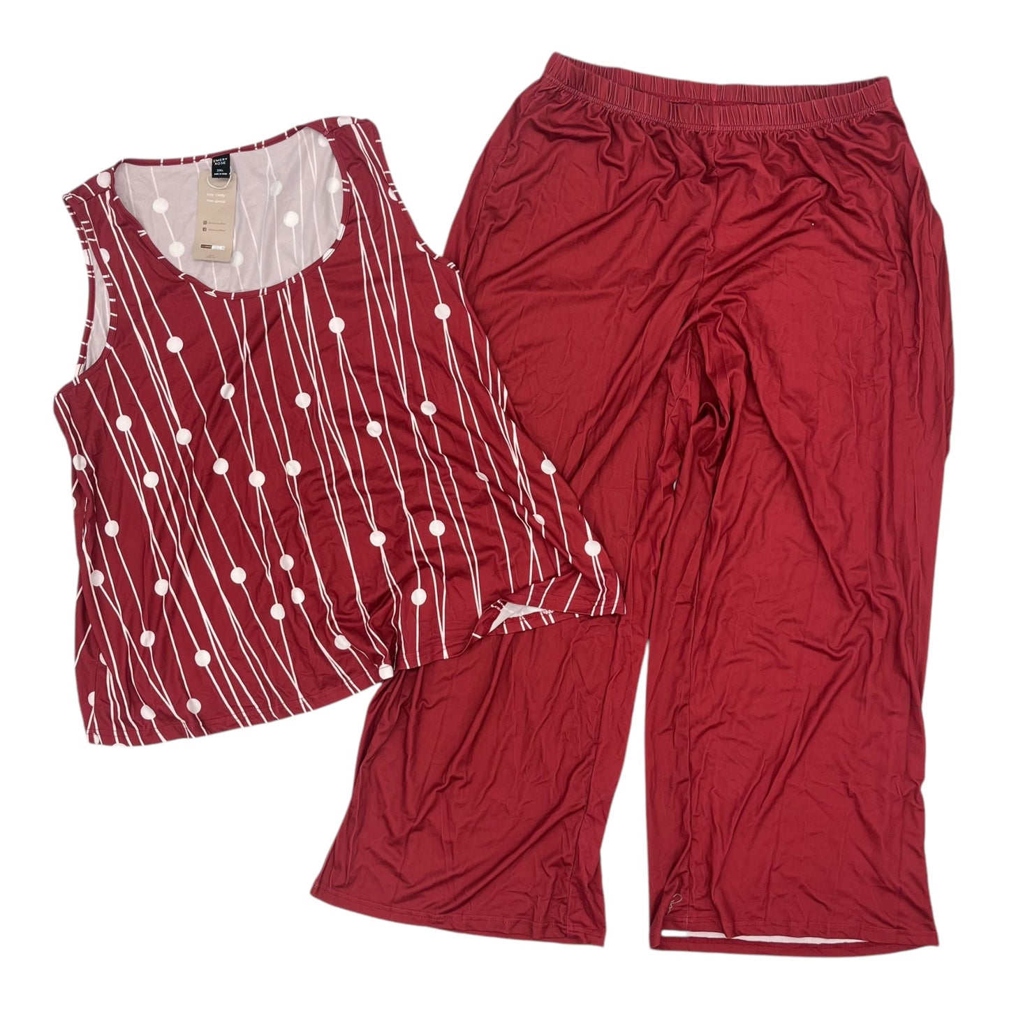 Pants Set 2Pc By Cme In Red, Size:2X