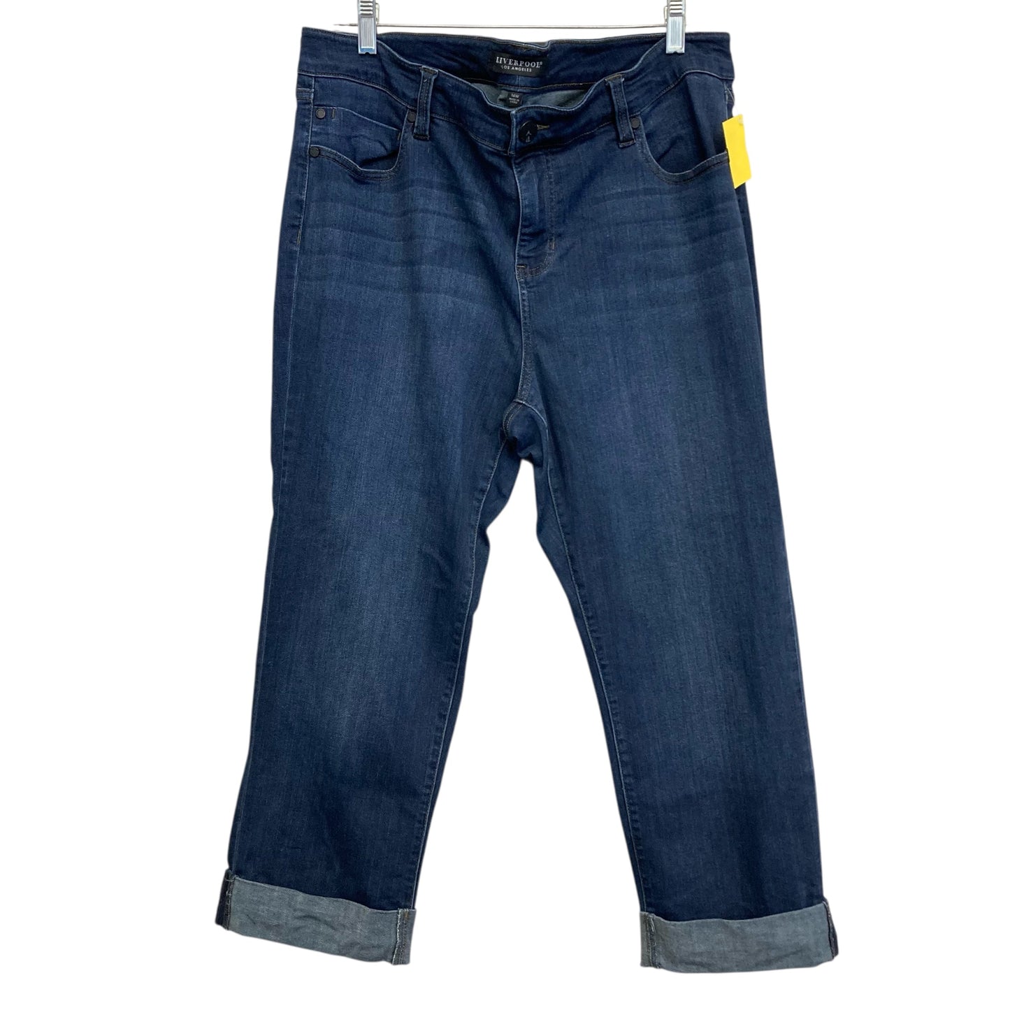 Jeans Cropped By Liverpool In Blue Denim, Size:16