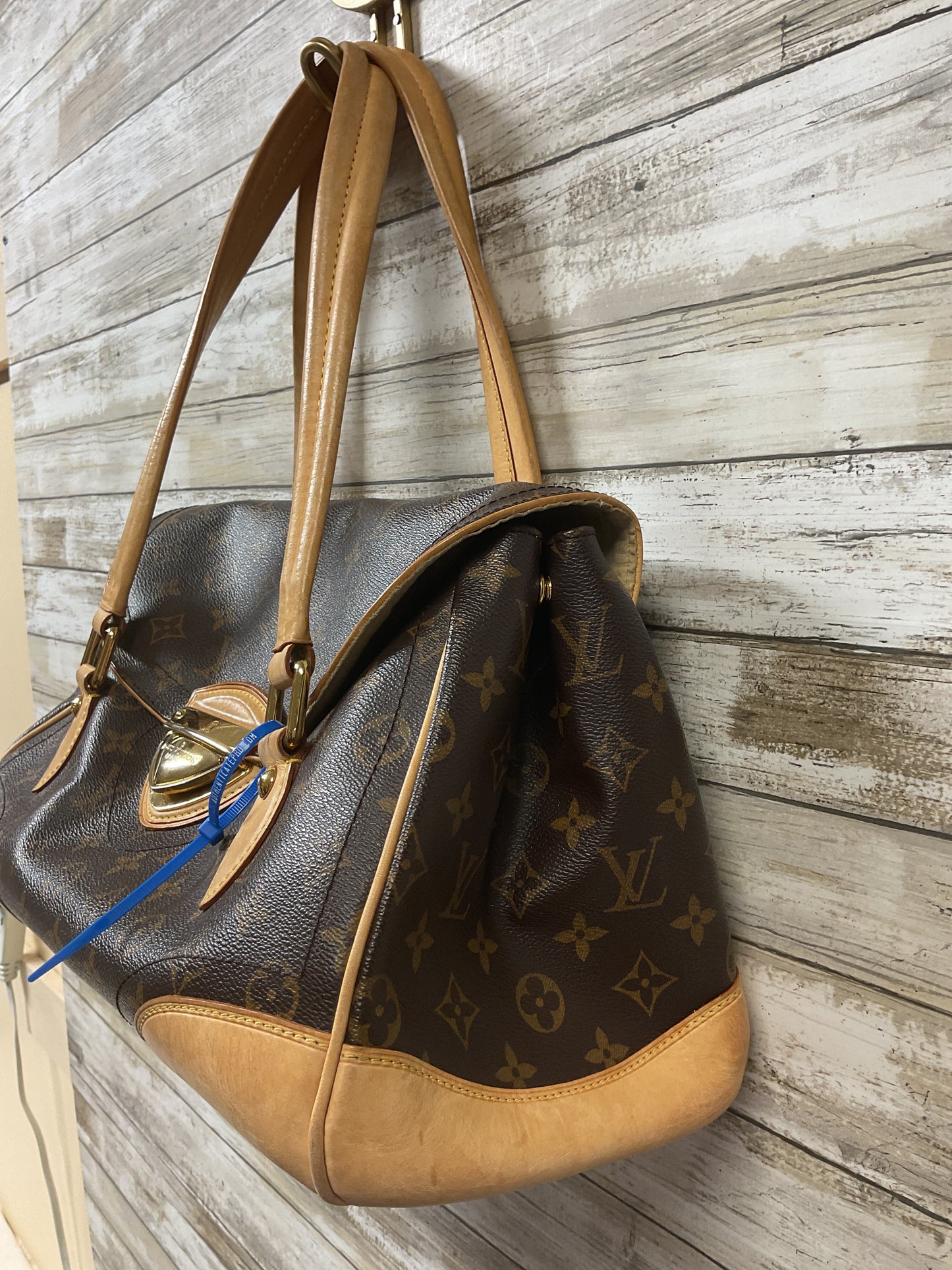 Handbag Luxury Designer By Louis Vuitton In Brown, Size:Large