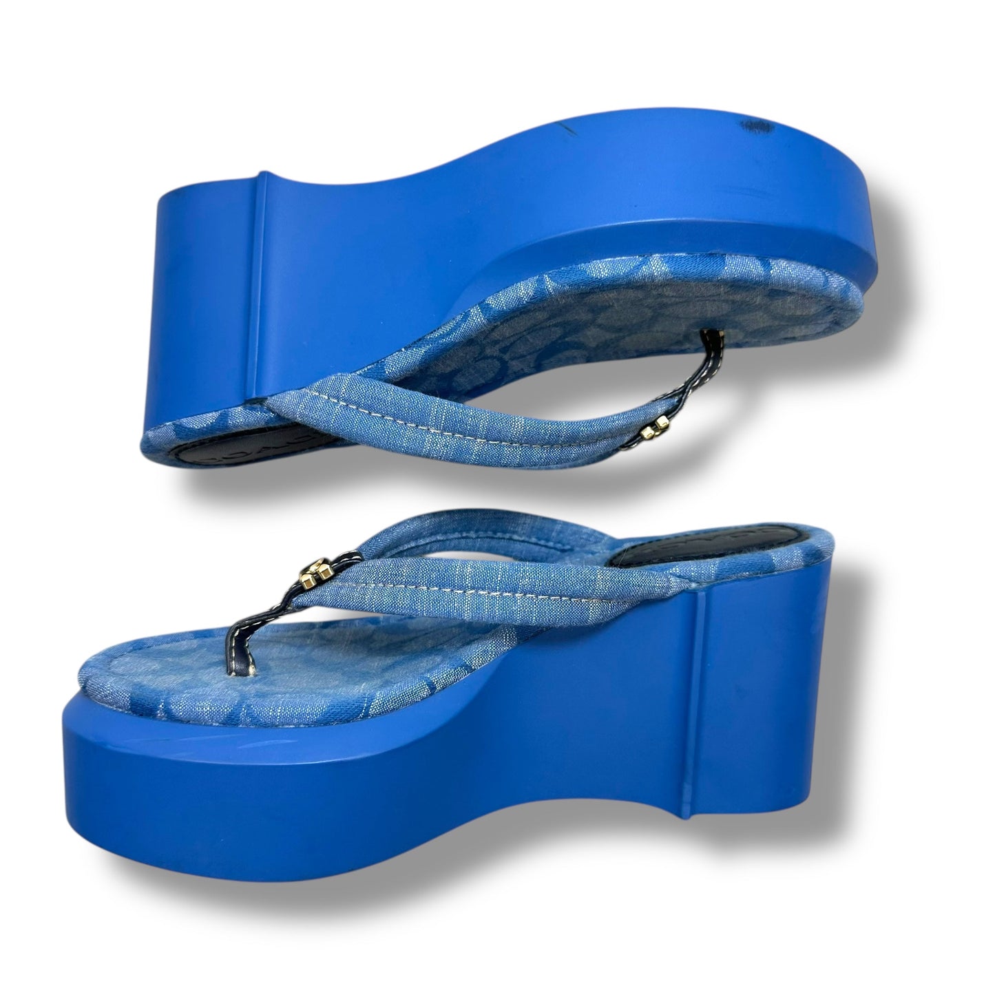 Franki Flip Flop platform Sandals Designer By Coach In Blue, Size: 6