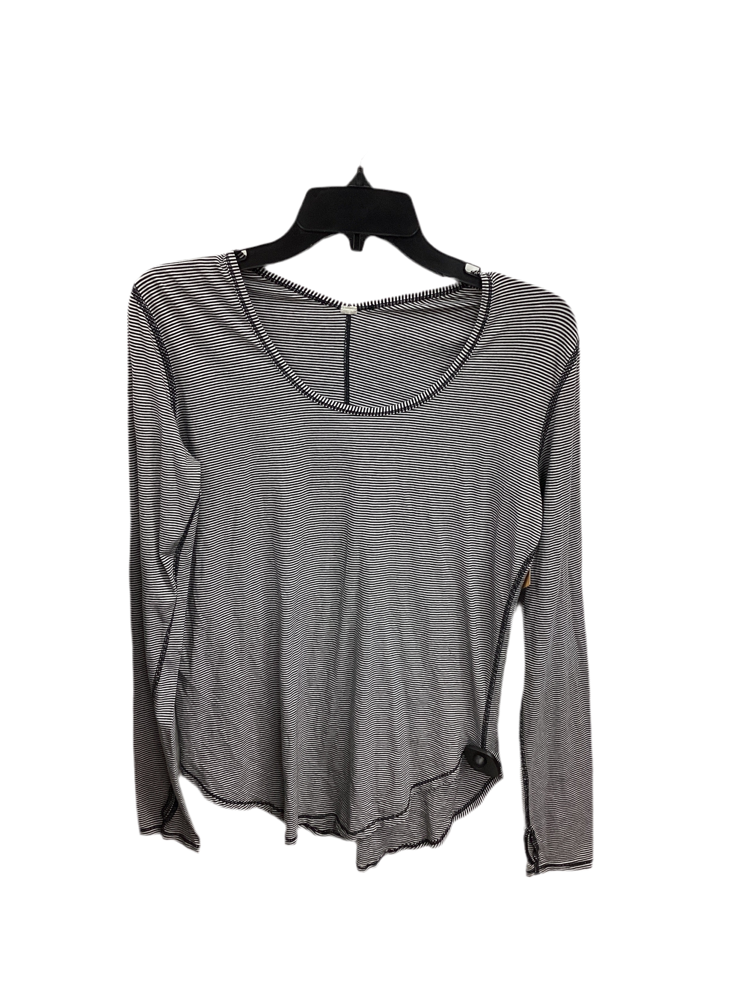 Athletic Top Ls Collar By Lululemon In Black & White, Size:M