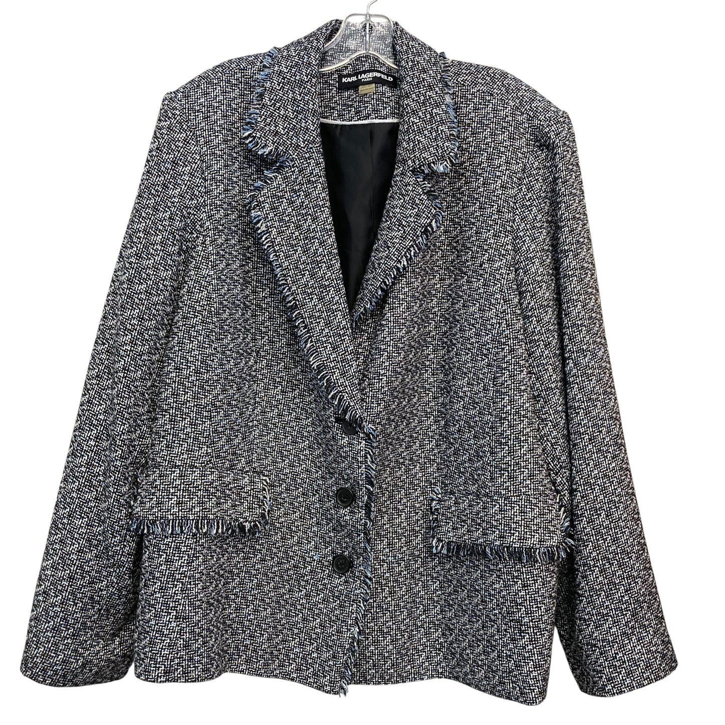 Blazer Designer By Karl Lagerfeld In Black & Blue, Size:2X