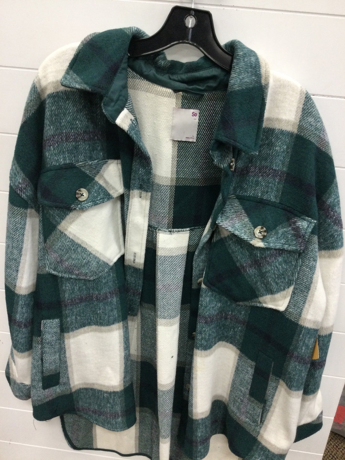 Jacket Fleece By So In Teal, Size:L