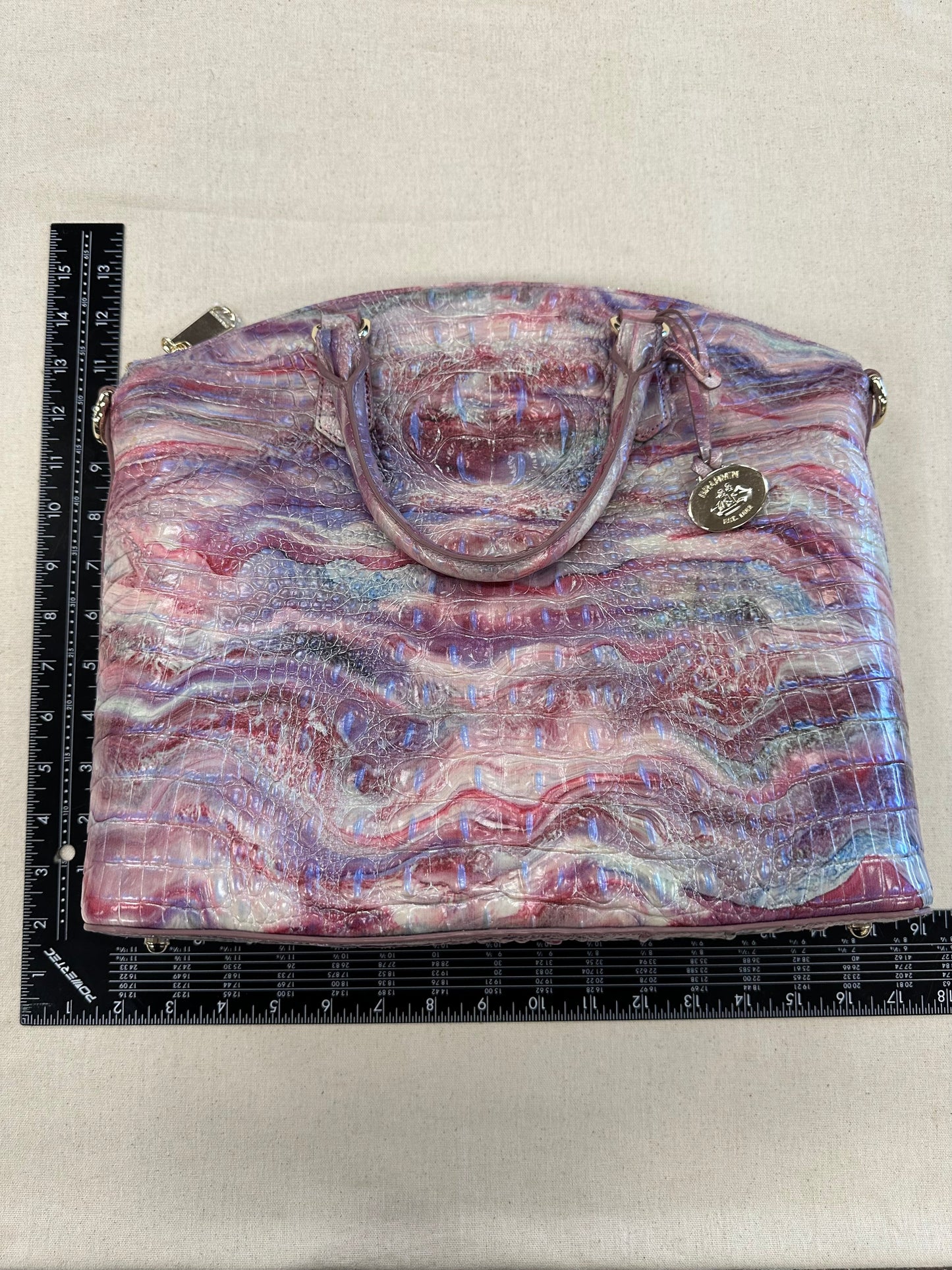 Handbag Designer By Brahmin In Pink & Purple, Size:Large
