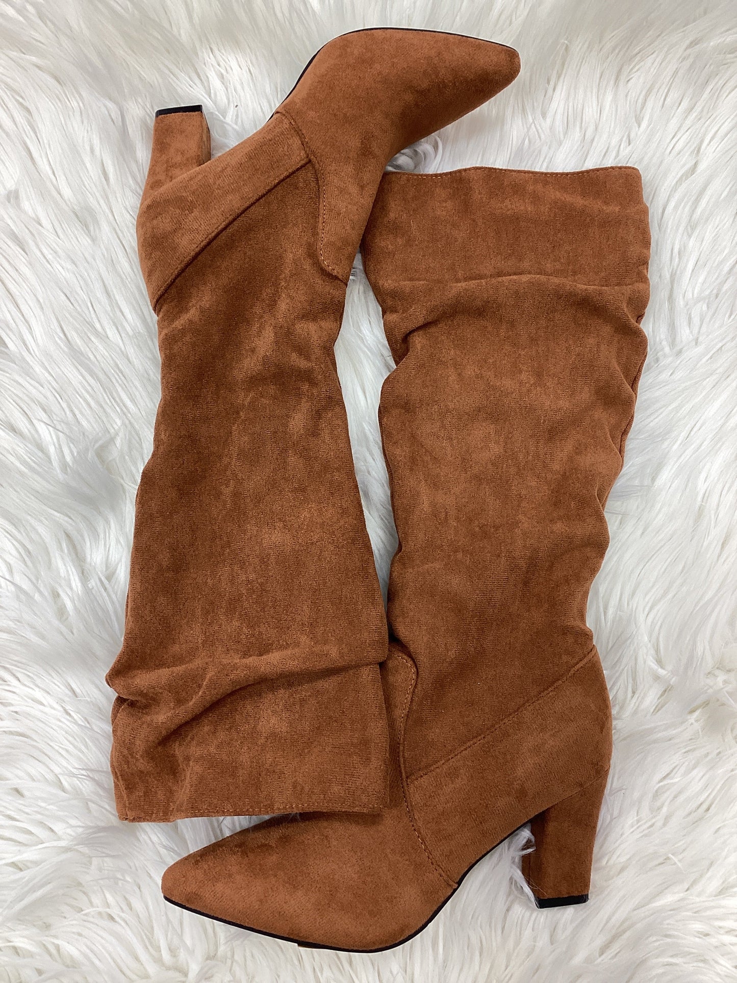 Boots Mid-Calf Heels By Clothes Mentor In Brown, Size:9