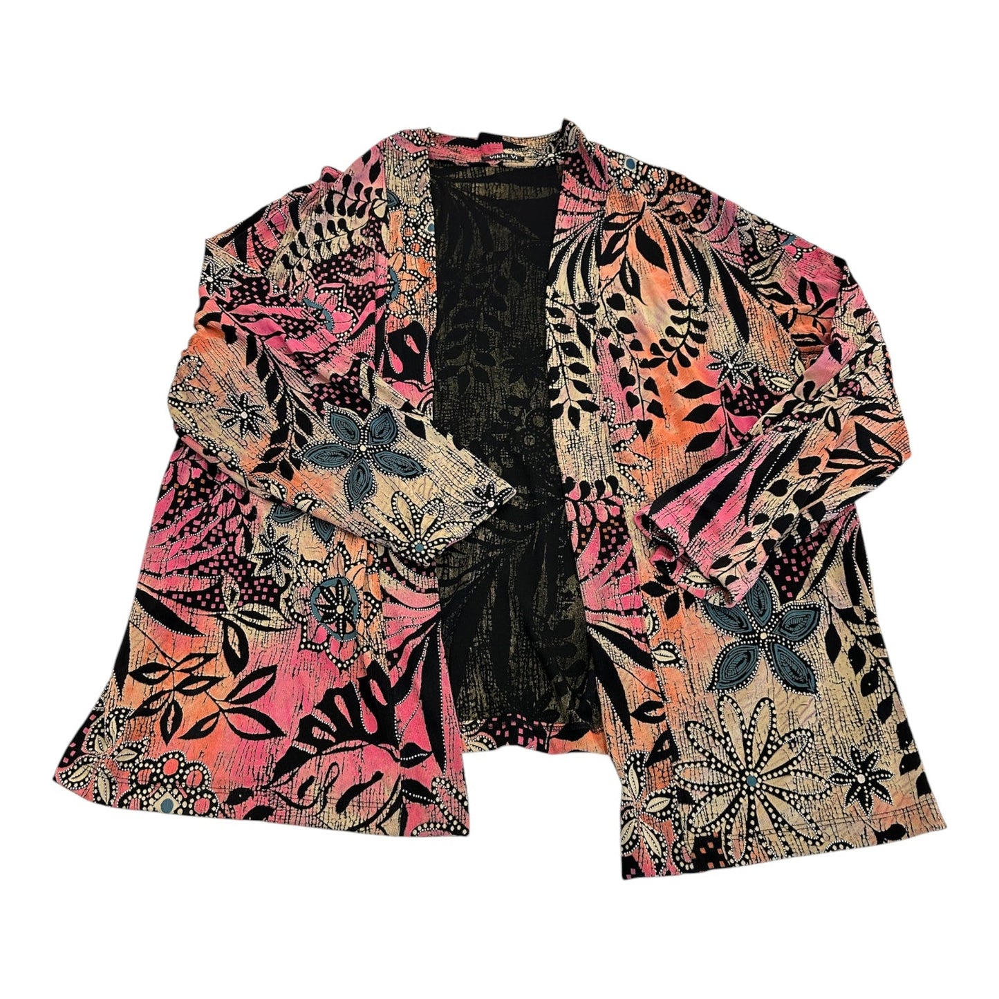 Cardigan By Clothes Mentor In Black & Pink, Size:2X
