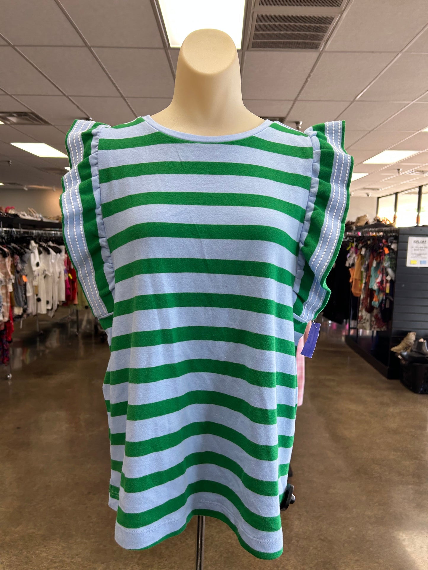 TOP SS by CROWN AND IVY In BLUE & GREEN, Size: L