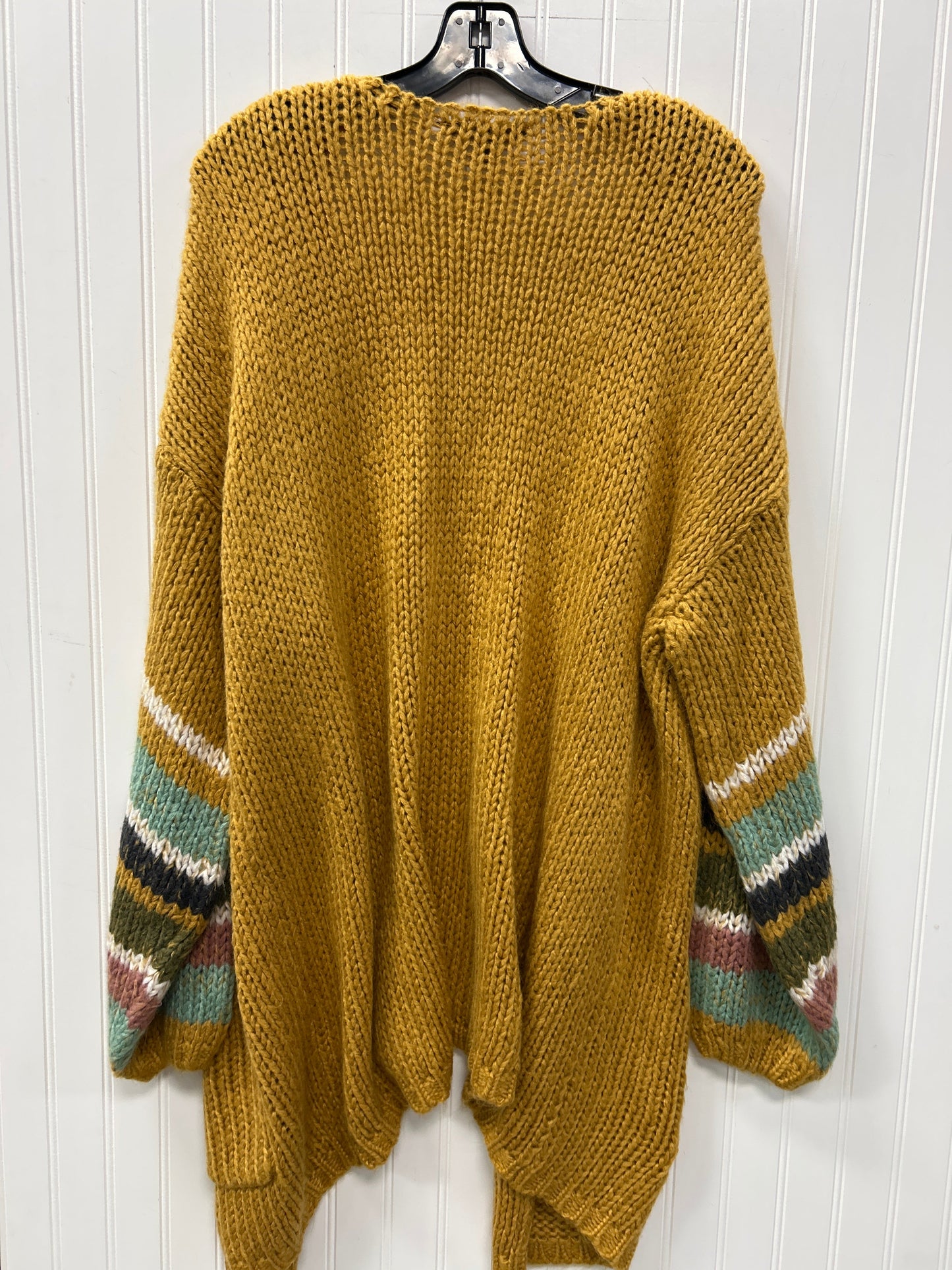 Sweater Cardigan By Davi & Dani In Yellow, Size:1X