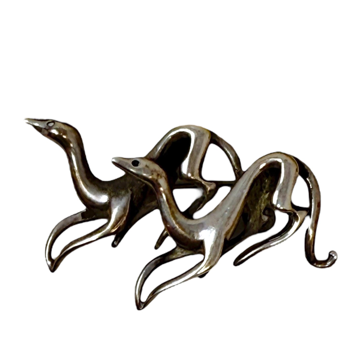 Vintage Mexico Sterling Silver Italian Greyhounds Pin