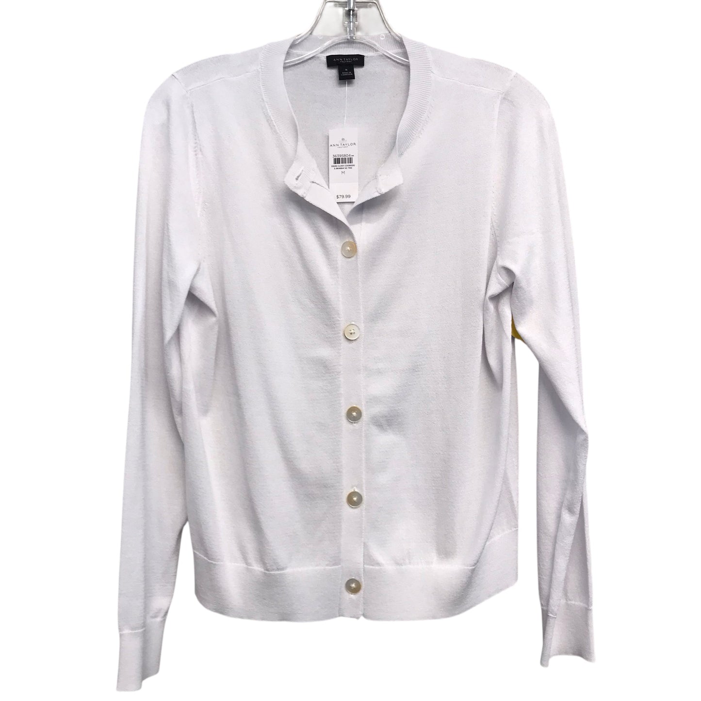 Sweater Cardigan By Ann Taylor In White, Size:M