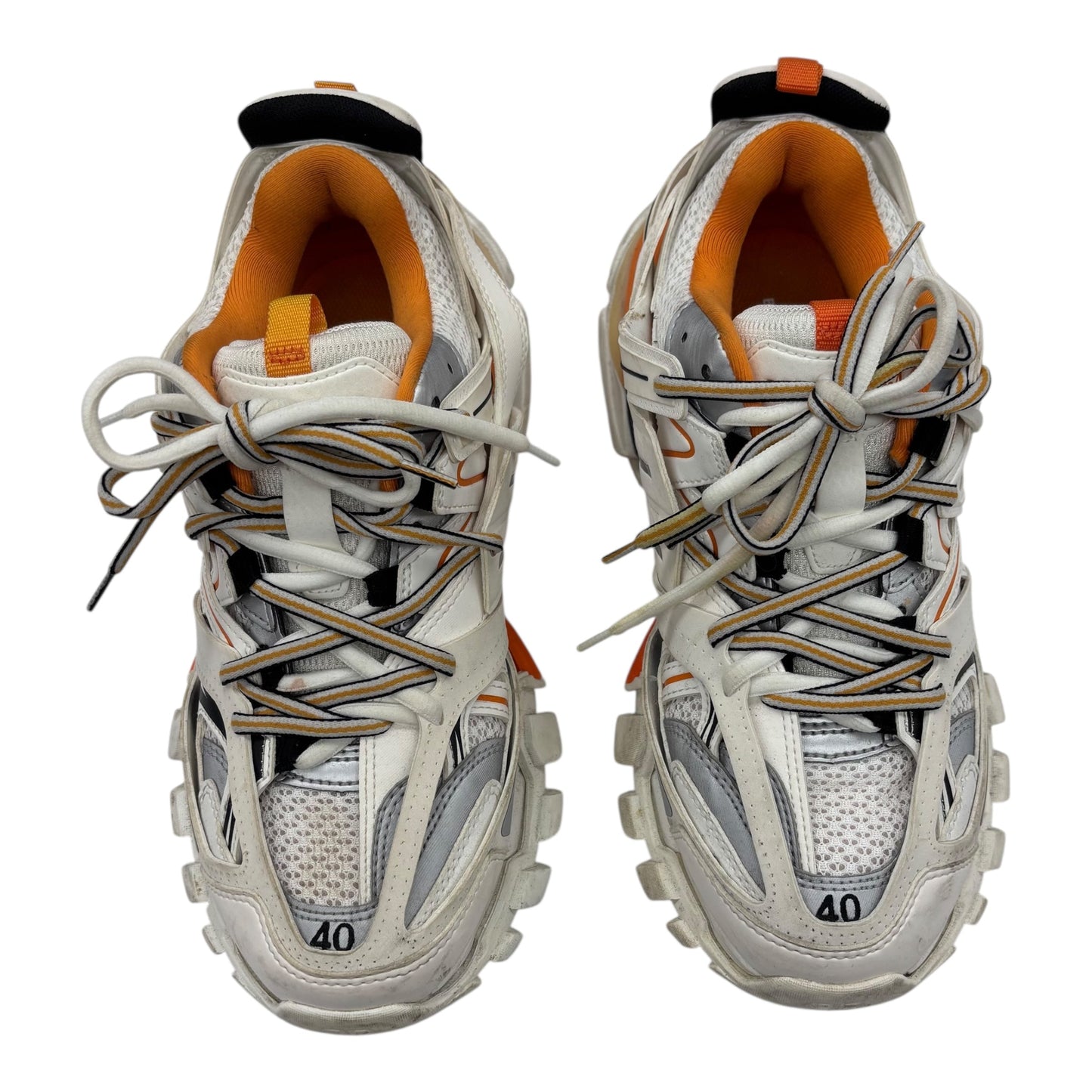 Shoes Luxury Designer By Balenciaga In Orange & White, Size:9.5