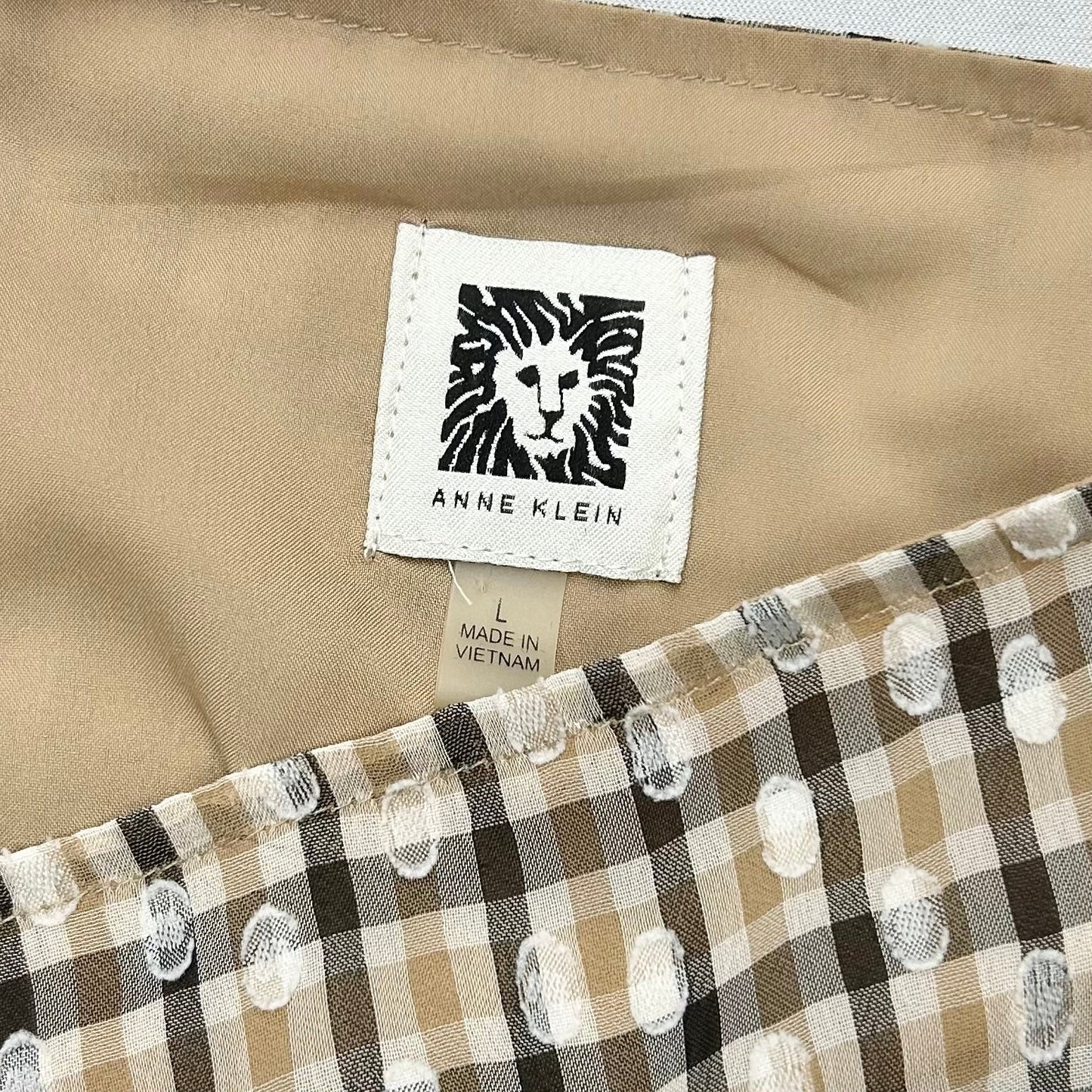 Top 2pc 3/4 Sleeve By Anne Klein In Plaid Pattern, Size: L