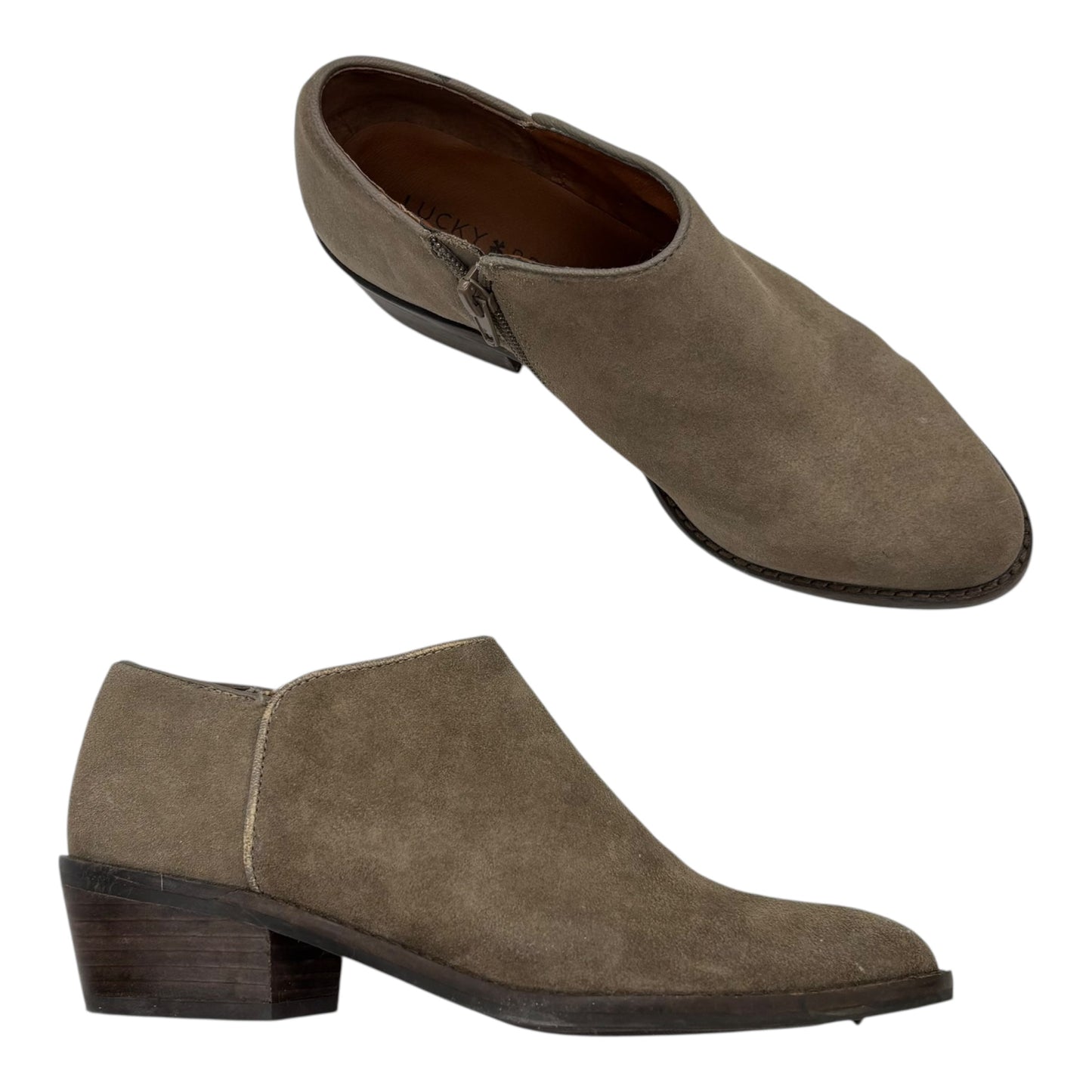 Boots Ankle Heels By Lucky Brand In Brown, Size:6.5