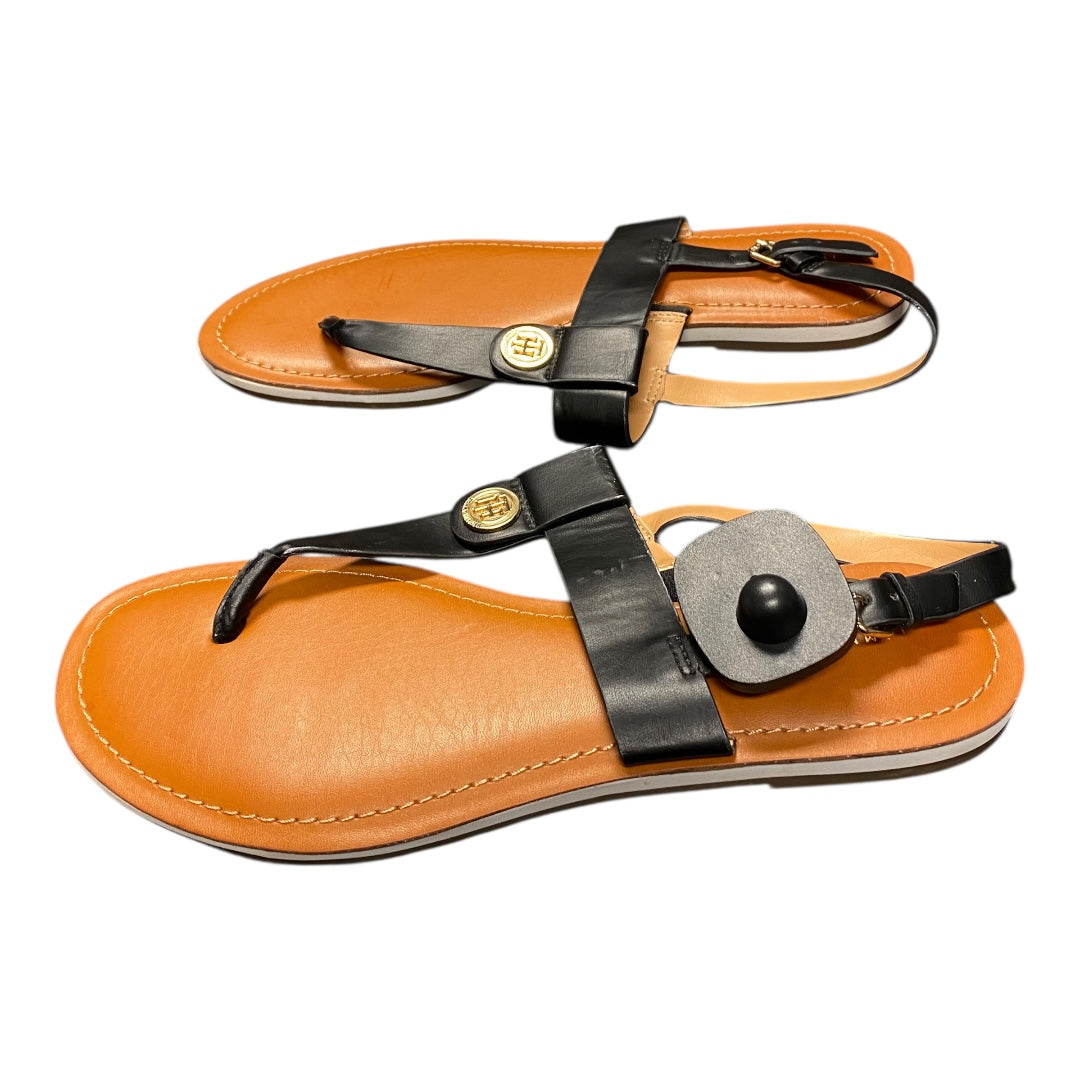 Sandals Flats By Tommy Hilfiger In Black, Size:9.5