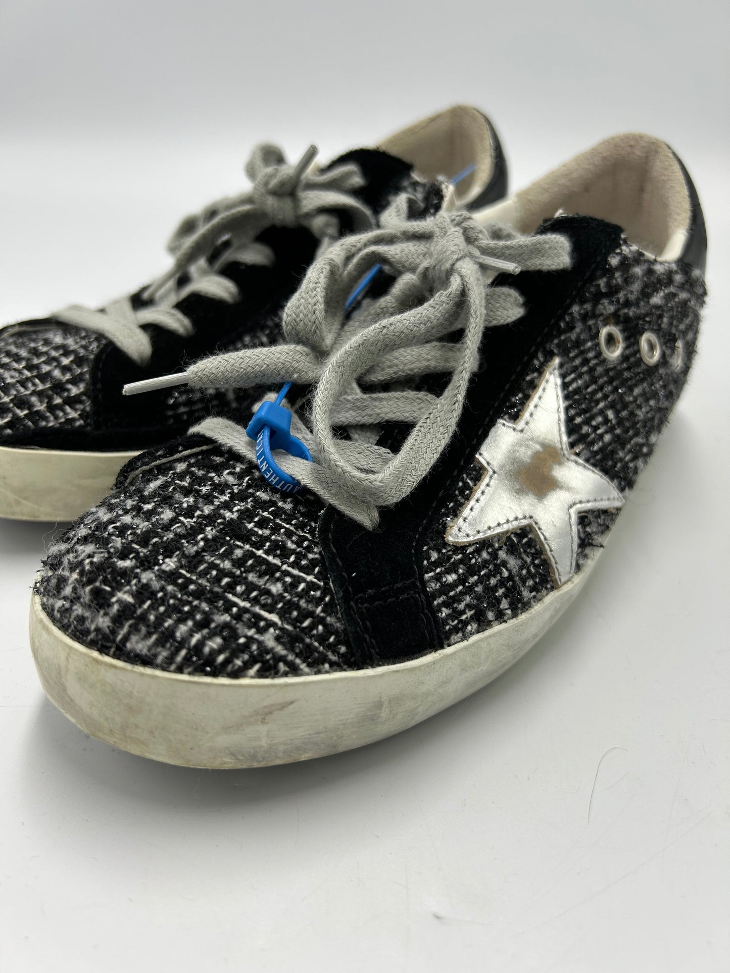 Golden Goose Superstar Boucle Tweed Luxury Sneakers, Size: 6