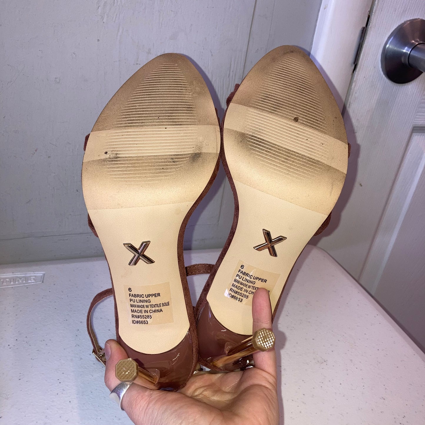 Sandals Heels Stiletto By Express In Brown, Size:6