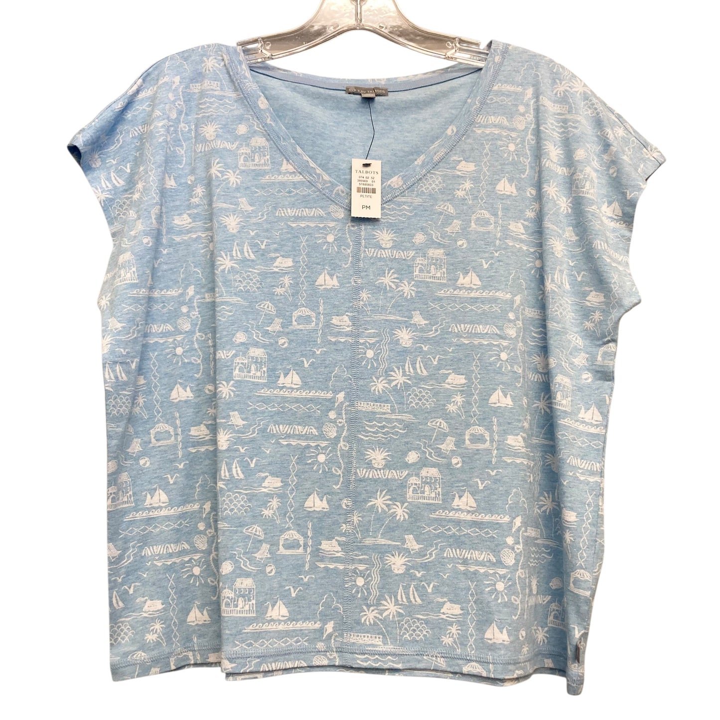 Top Sleeveless By Talbots In Blue & White, Size:Mp