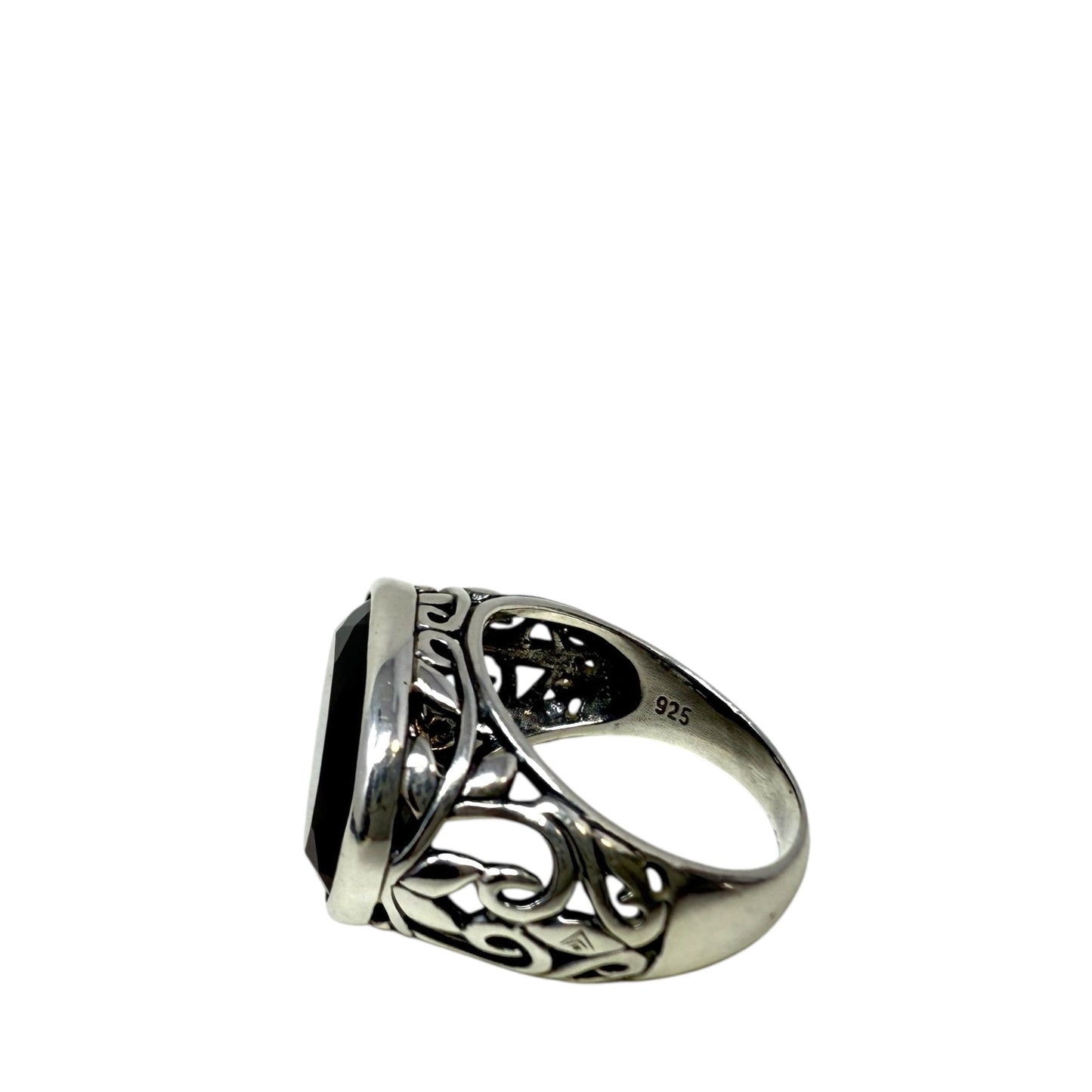 Sterling Silver, Onyx Chalcedony, Smoky Swirl Filigree Ring By Silpada, Size: 8