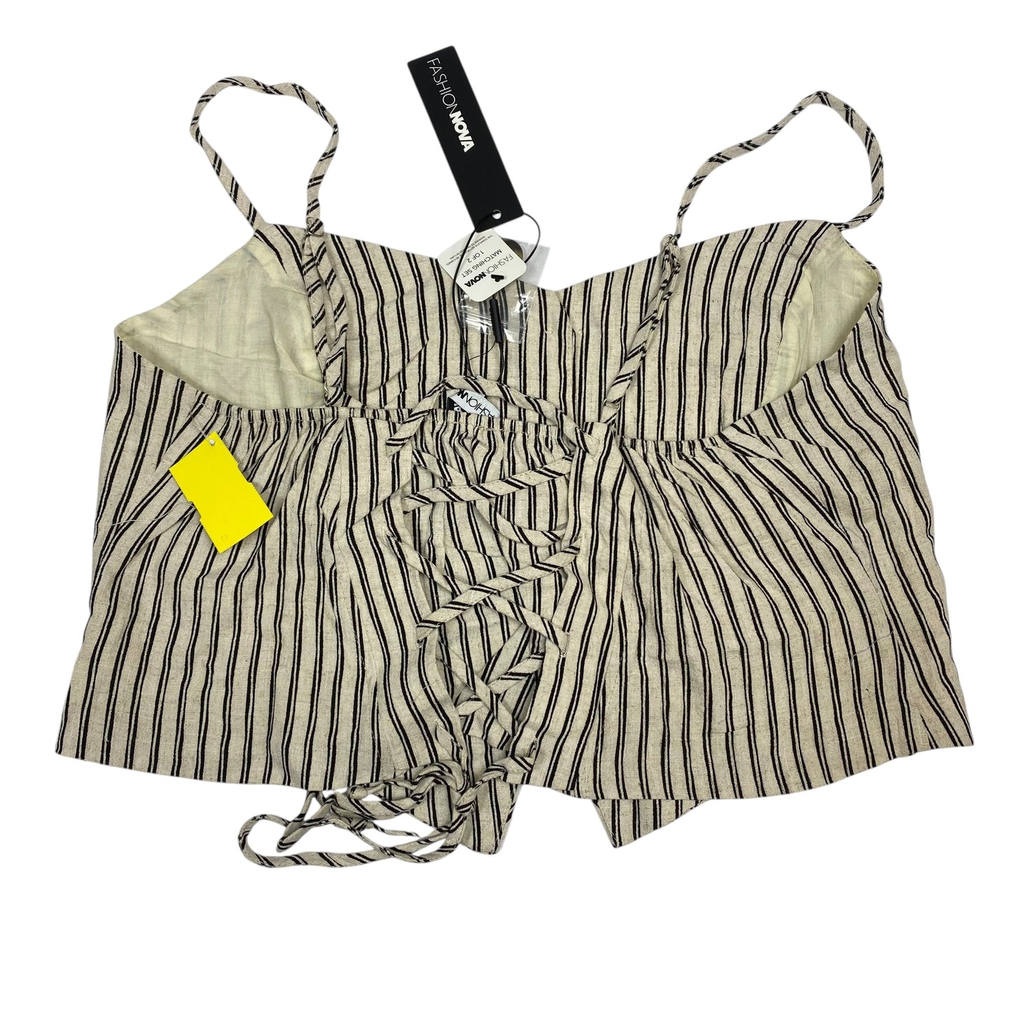 Pants Set 2Pc By Fashion Nova In Black & Cream, Size:1X