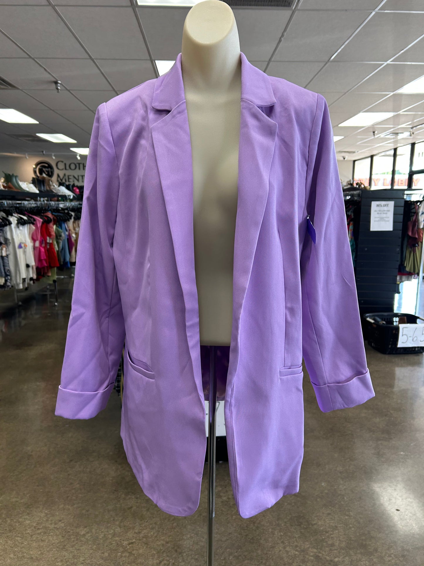 Blazer By Zenana Outfitters In Purple, Size:L