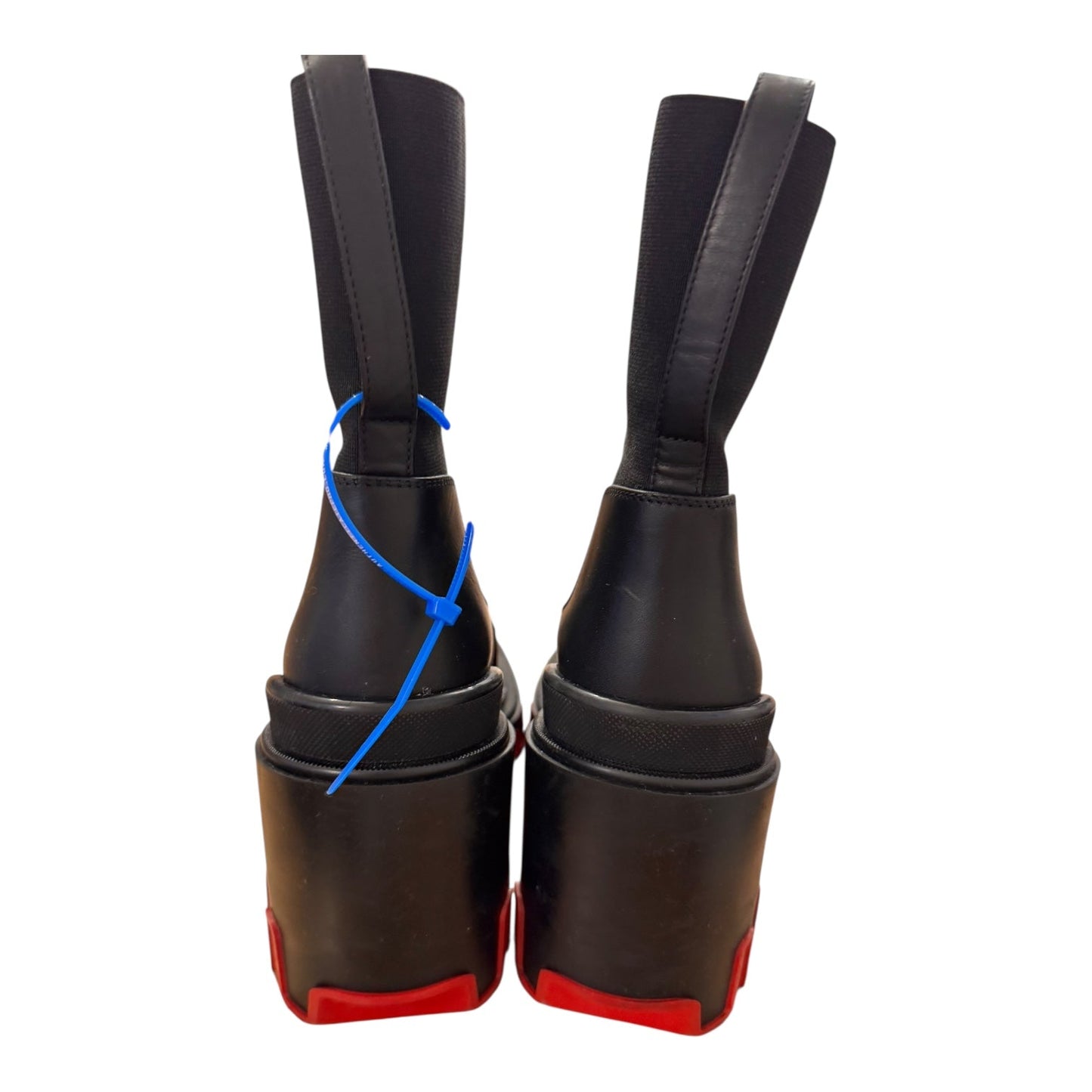Boots Luxury Designer By Christian Louboutin In Black & Red, Size:8