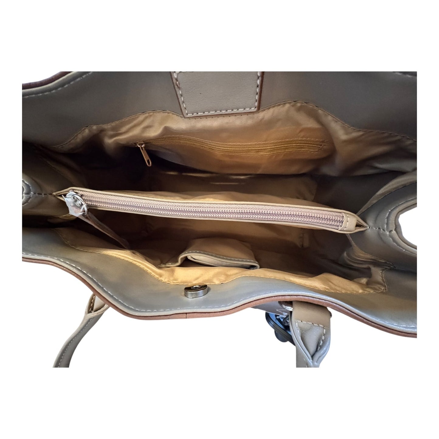 Handbag Leather By Aurielle In Brown, Size:Medium