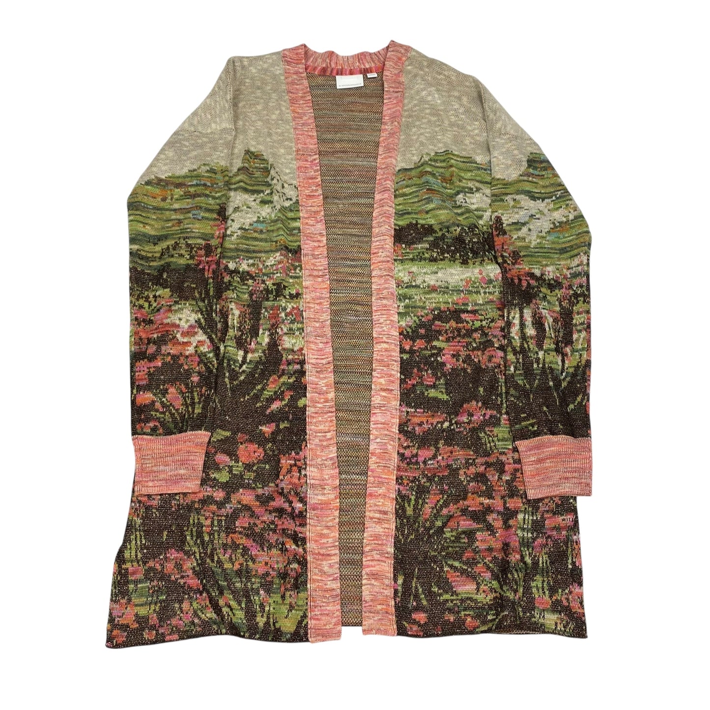 Cardigan By Anthropologie In Green & Pink, Size:S