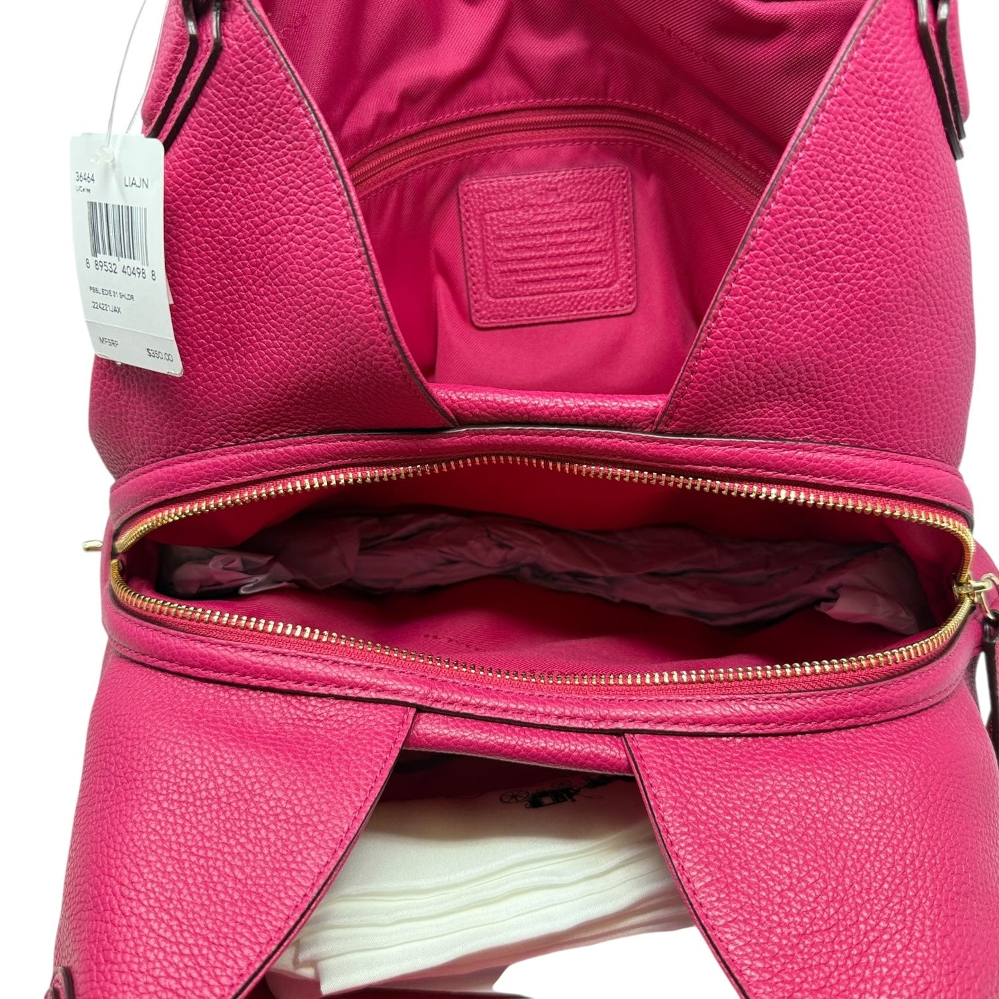 Pebbled Leather Edie 31 Shoulder Bag Designer By Coach, Size: Medium