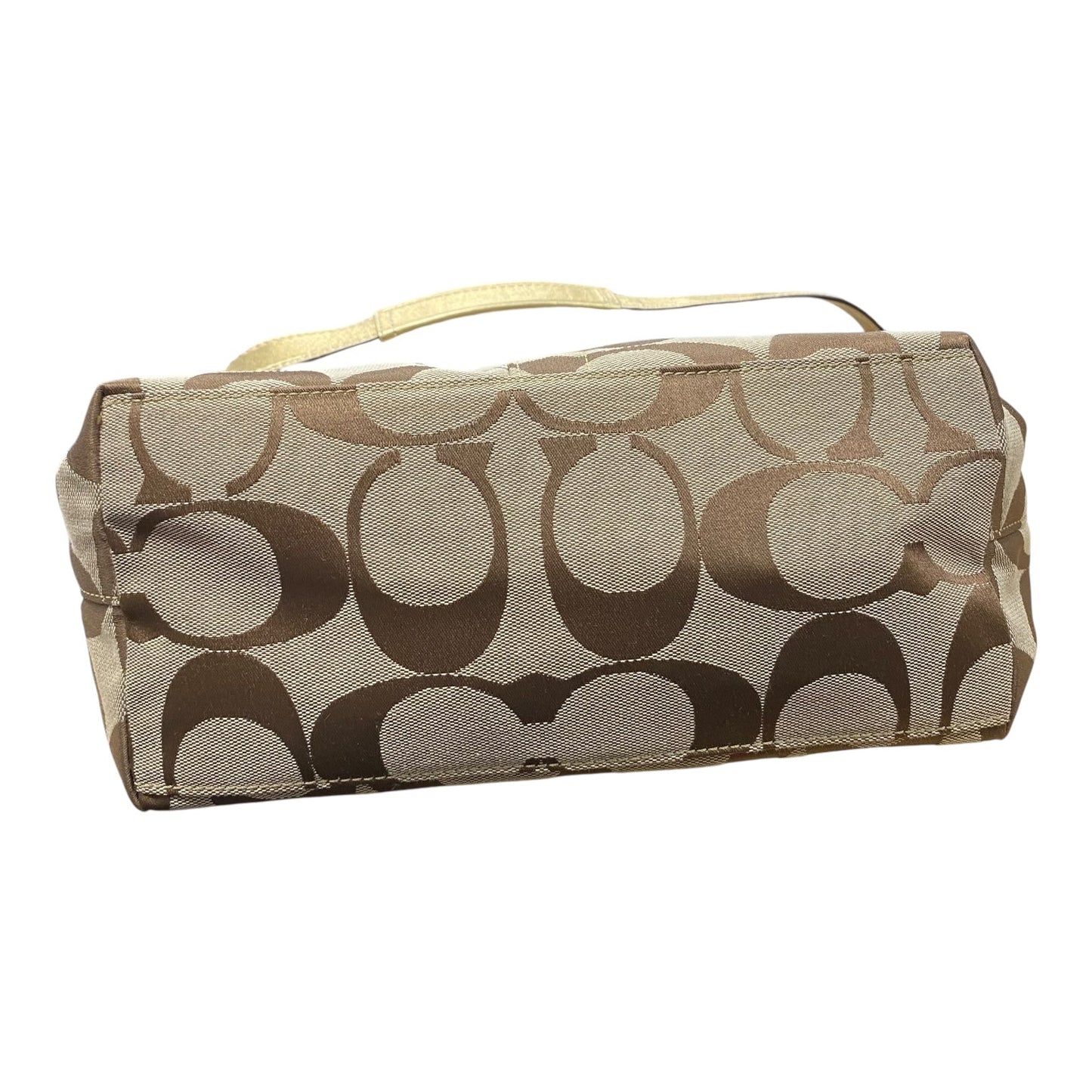 Handbag Designer By Coach In Gold & Tan, Size:Medium