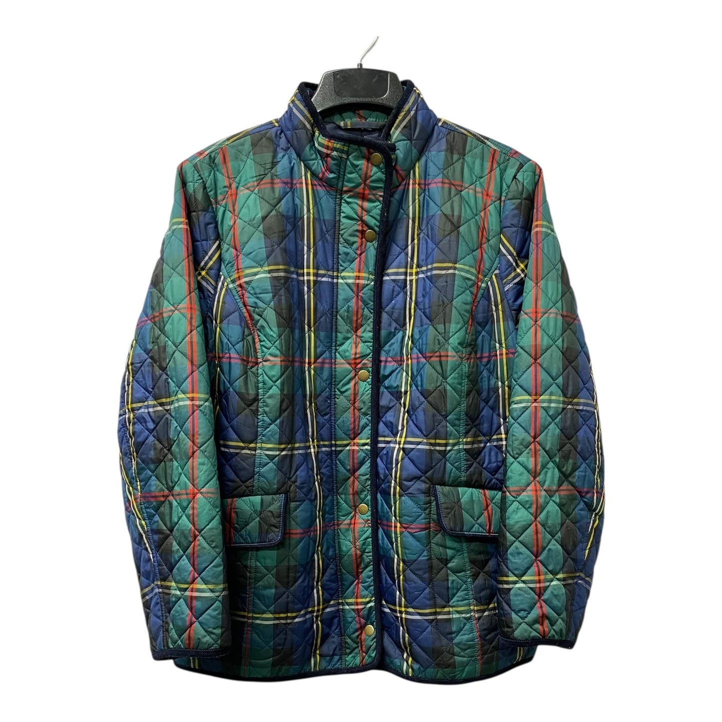 Jacket Puffer & Quilted By Talbots In Blue & Green, Size:1X