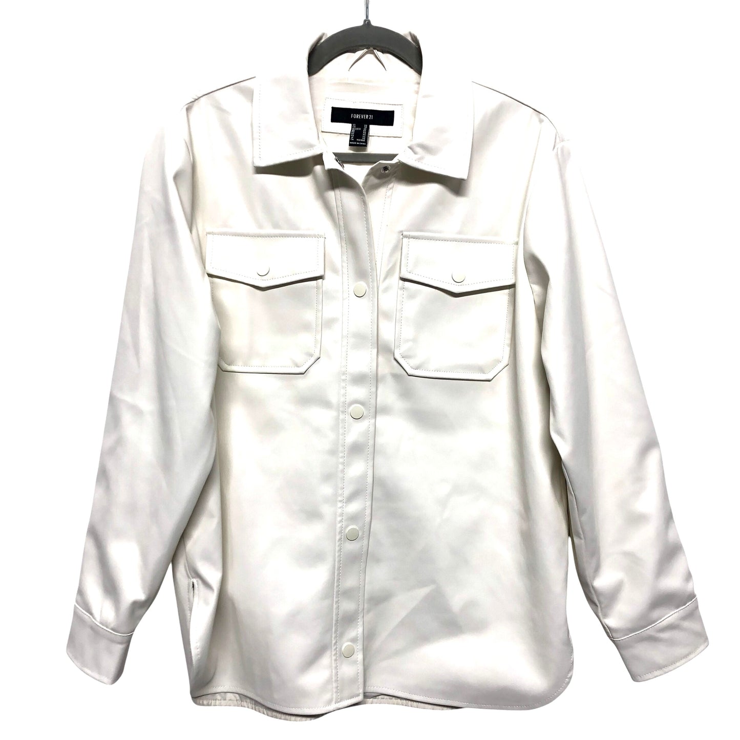 Jacket Shirt By Forever 21 In Ivory, Size:Xs