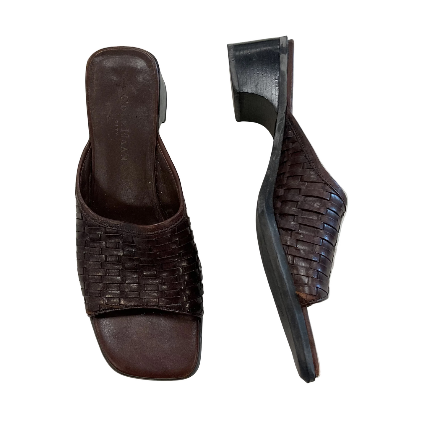 Sandals Heels Block By Cole-Haan In Brown, Size:8.5