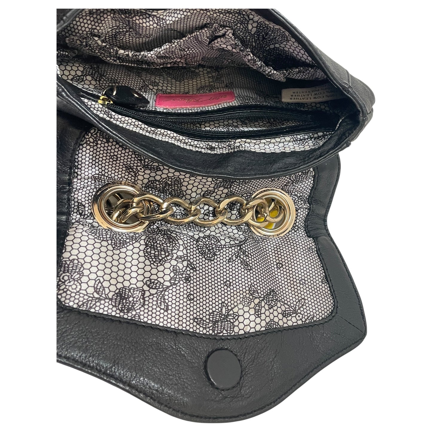 Handbag Leather By Betsey Johnson In Black, Size:Small