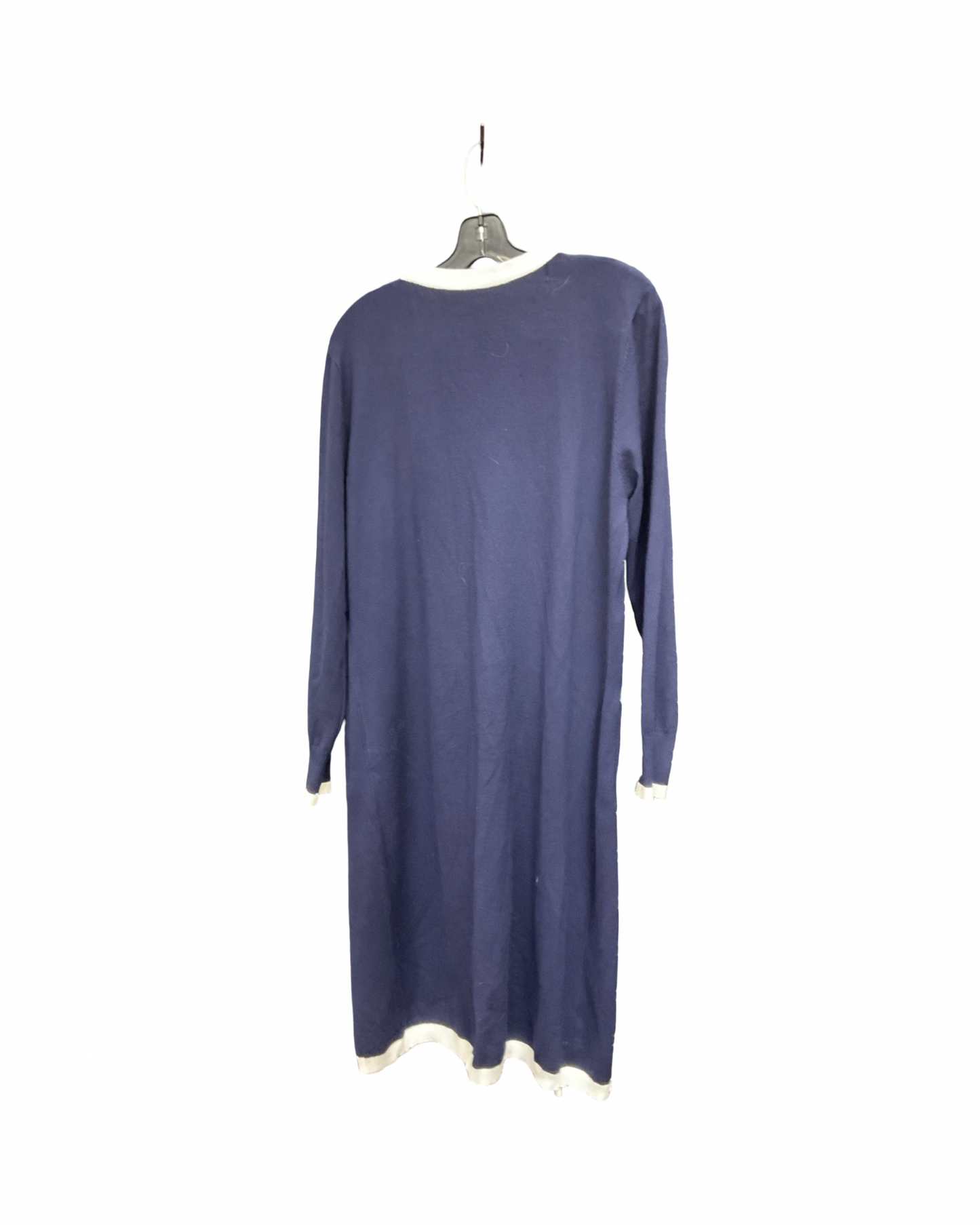 Cardigan By Vila Milano In Blue & Cream, Size:L