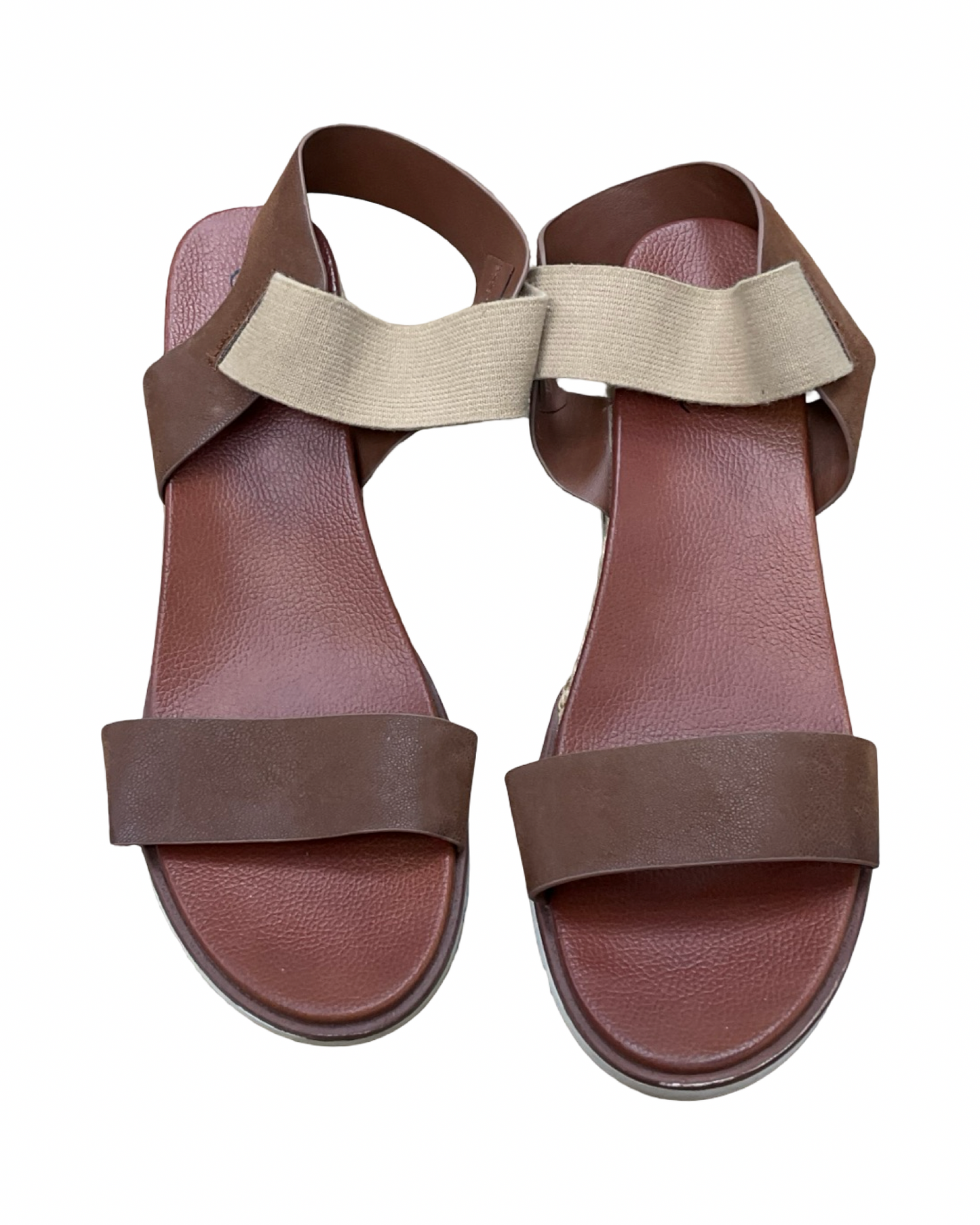 Sandals Heels Wedge By Amore In Brown, Size:8.5