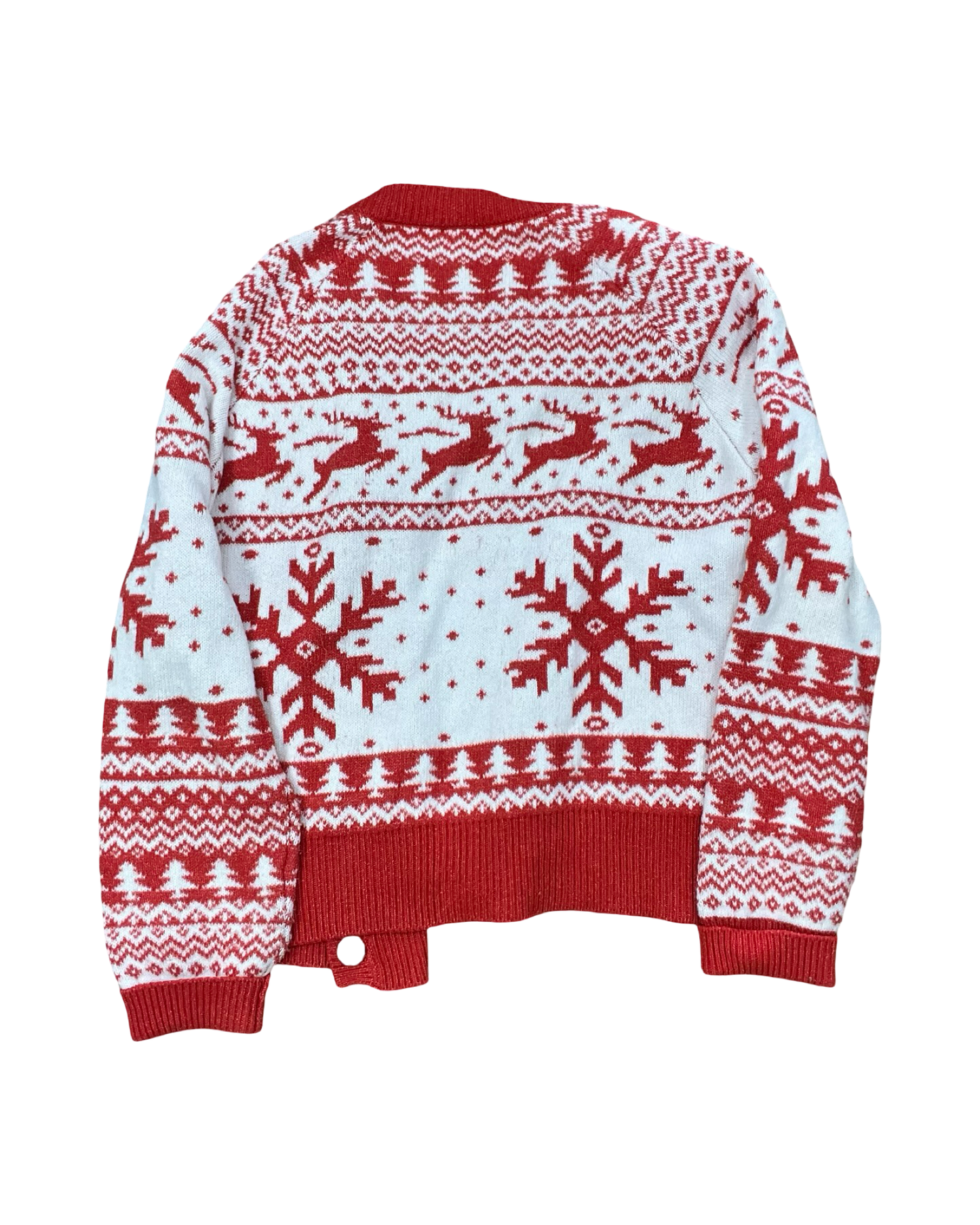 Sweater Cardigan By Clothes Mentor In Red & White, Size:Xl