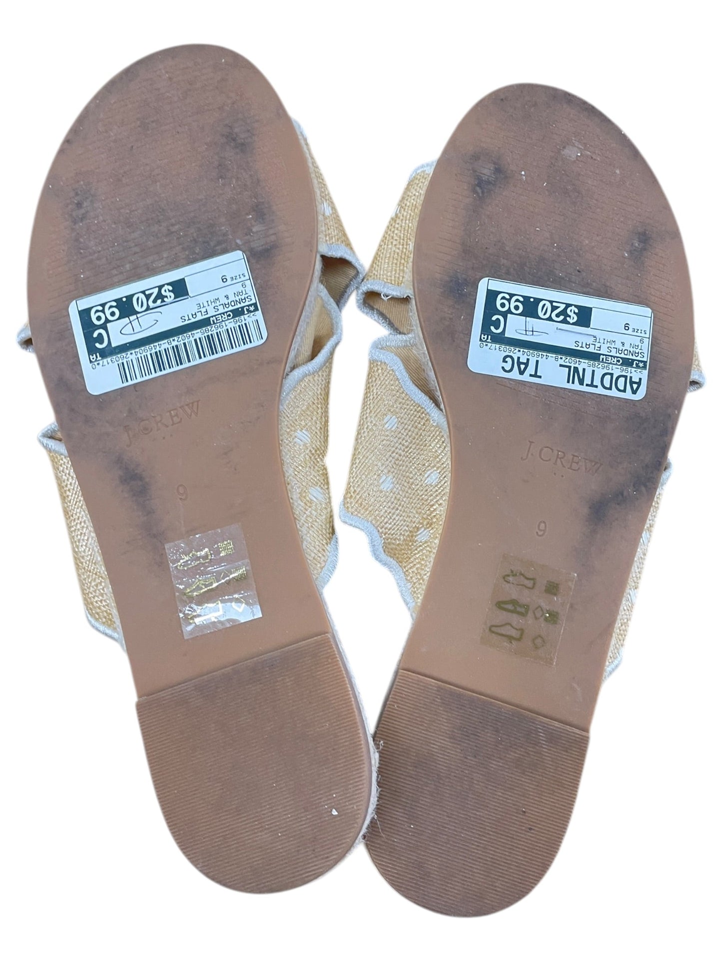 Sandals Flats By J. Crew In Tan & White, Size:9