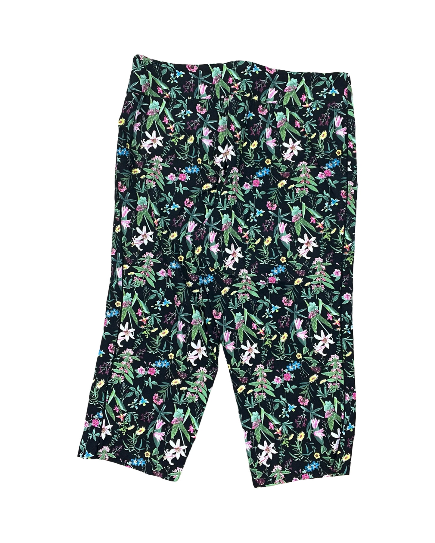 Pants Cropped By Roz And Ali In Black & Pink, Size:18