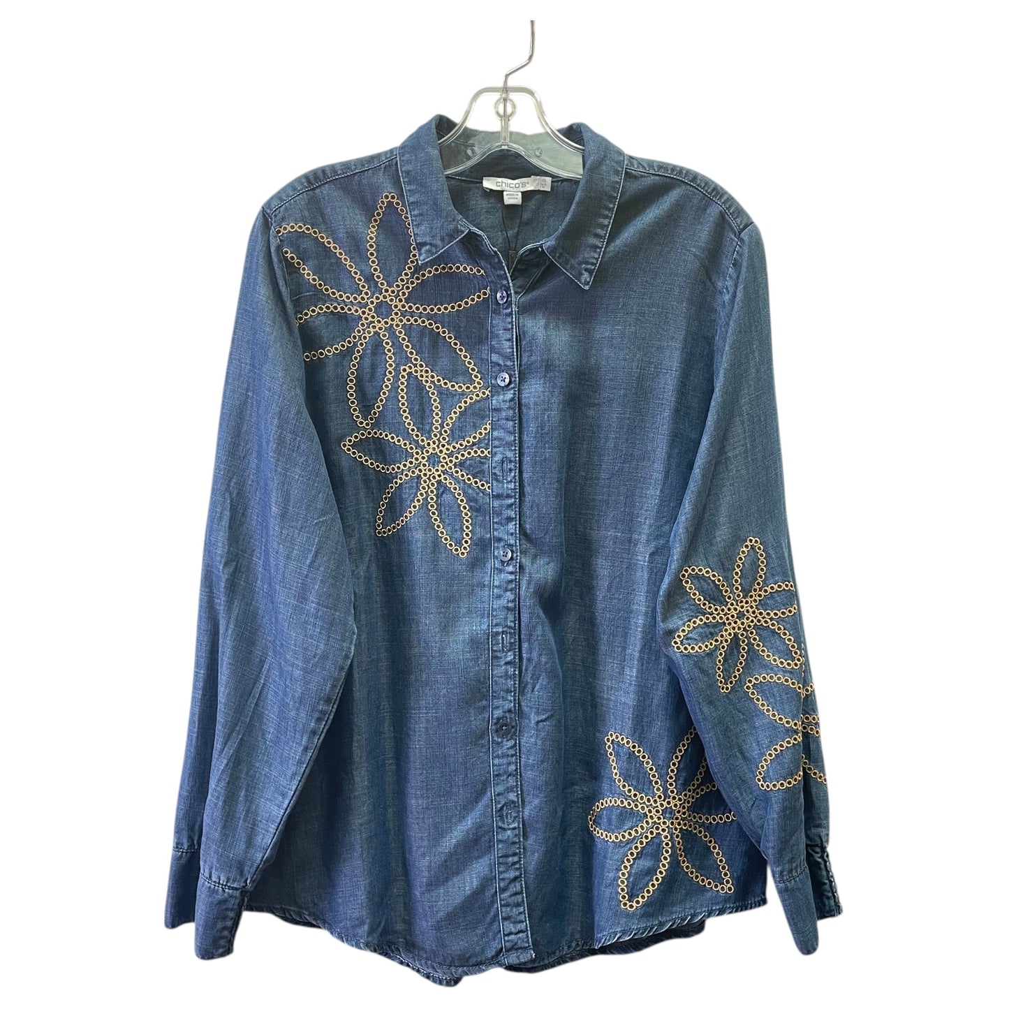 Top Ls By Chicos In Blue Denim, Size:M