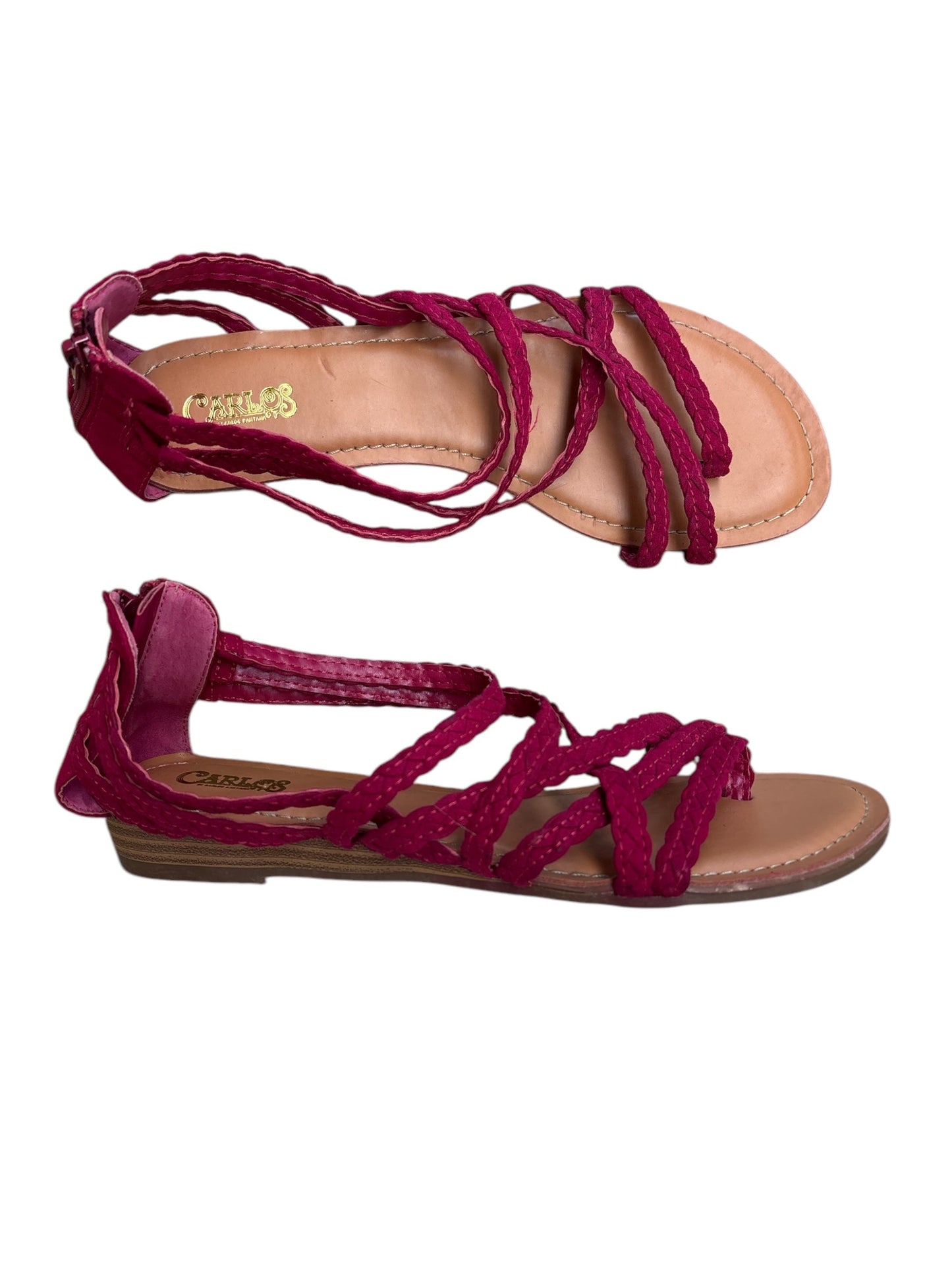Sandals Flats By Clothes Mentor In Pink & Tan, Size: 9