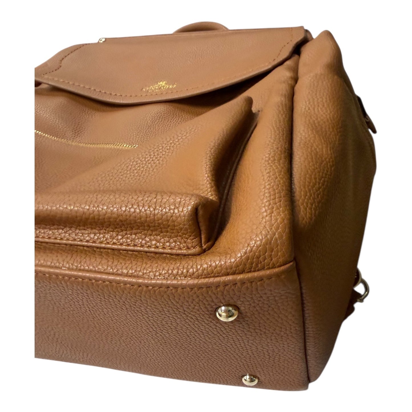 Backpack Leather In Bronze, Size:Large