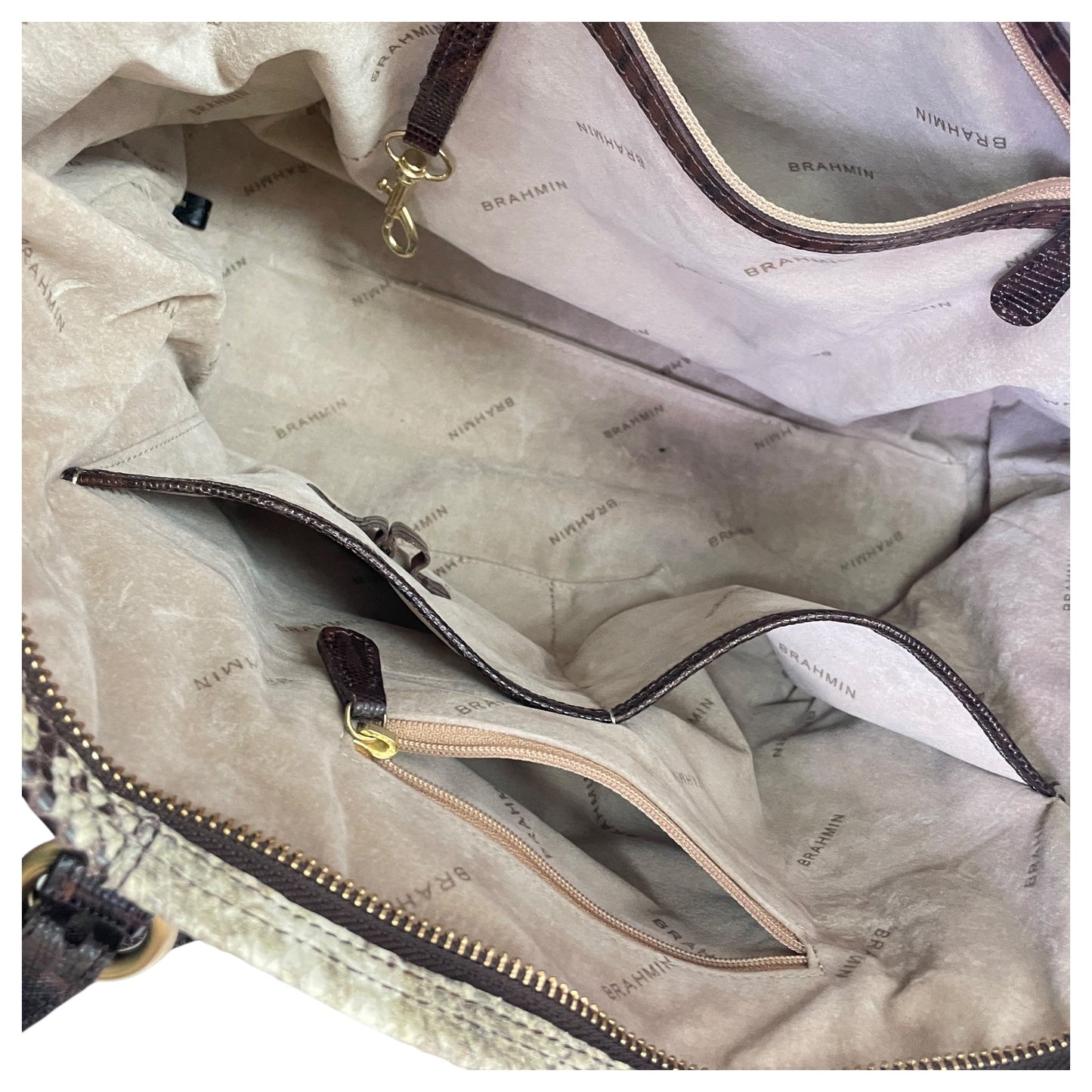 Handbag Designer By Brahmin In Snakeskin Print, Size:Large