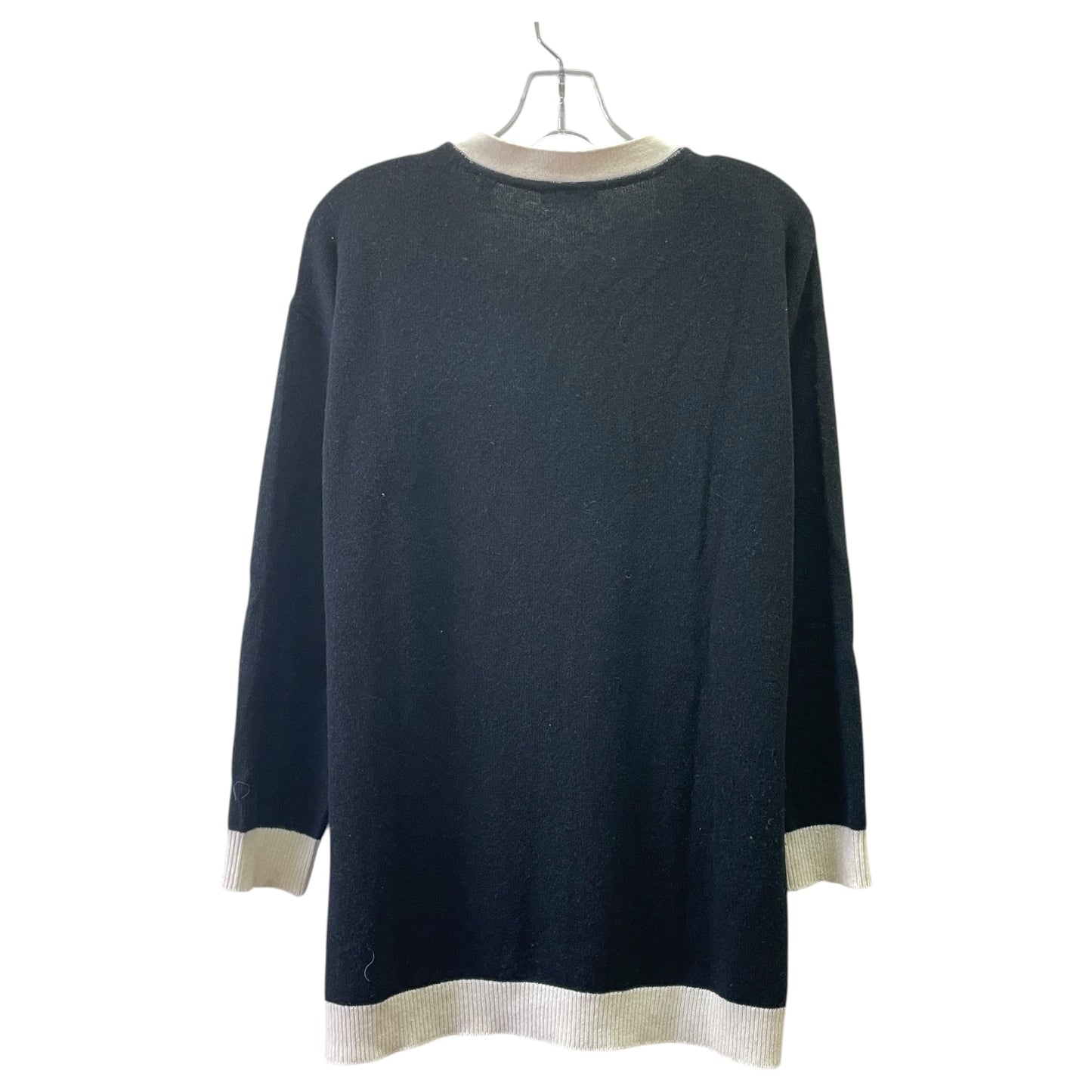 Sweater Cardigan By Atm In Black & Cream, Size:Xs